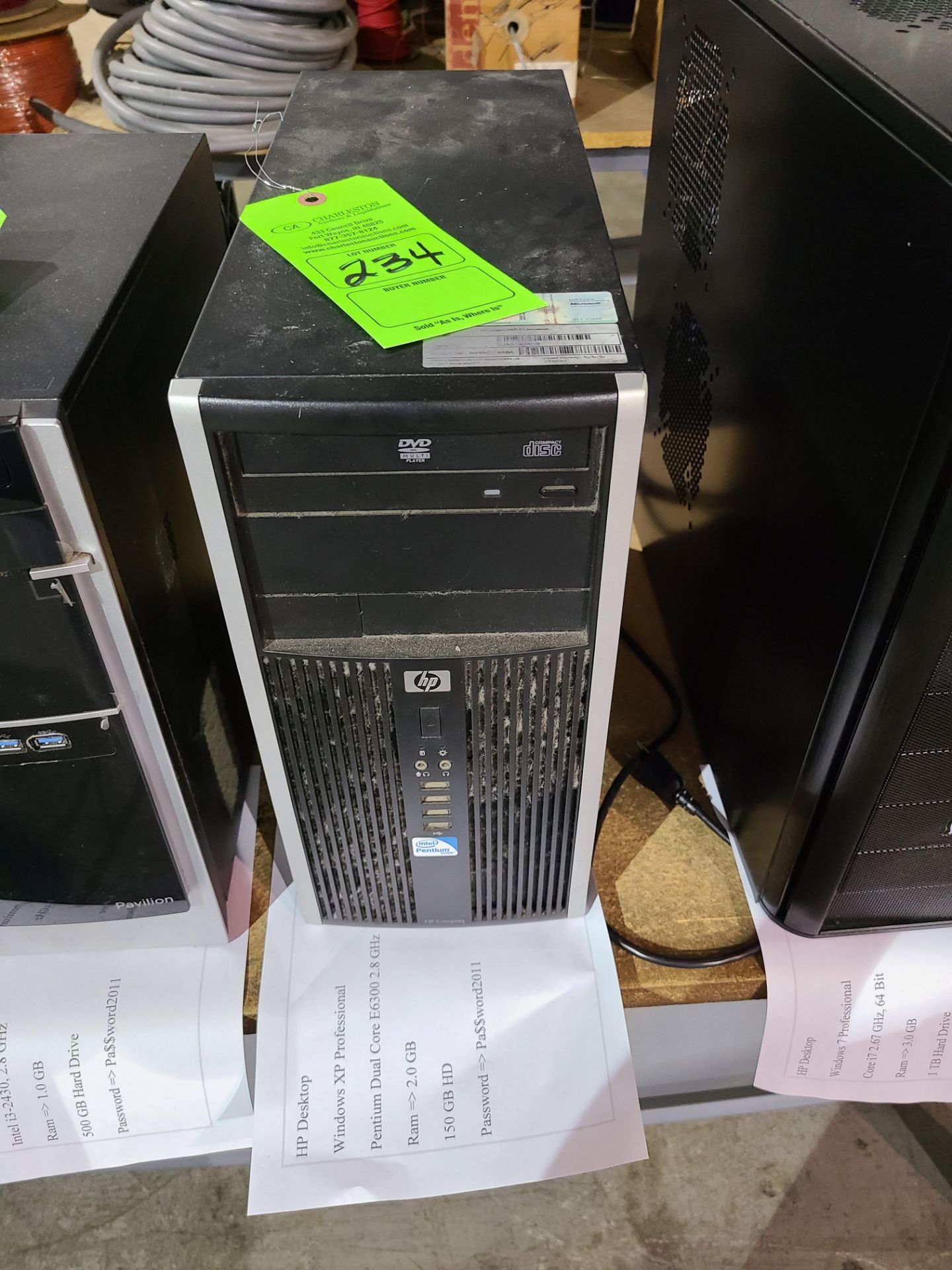 HP DESKTOP WINDOWS XP PROFESSIONAL PENTIUM DUAL CORE E6300 2.8 GHZ / 2.0 GB RAM / 150 GB HARD DRIVE