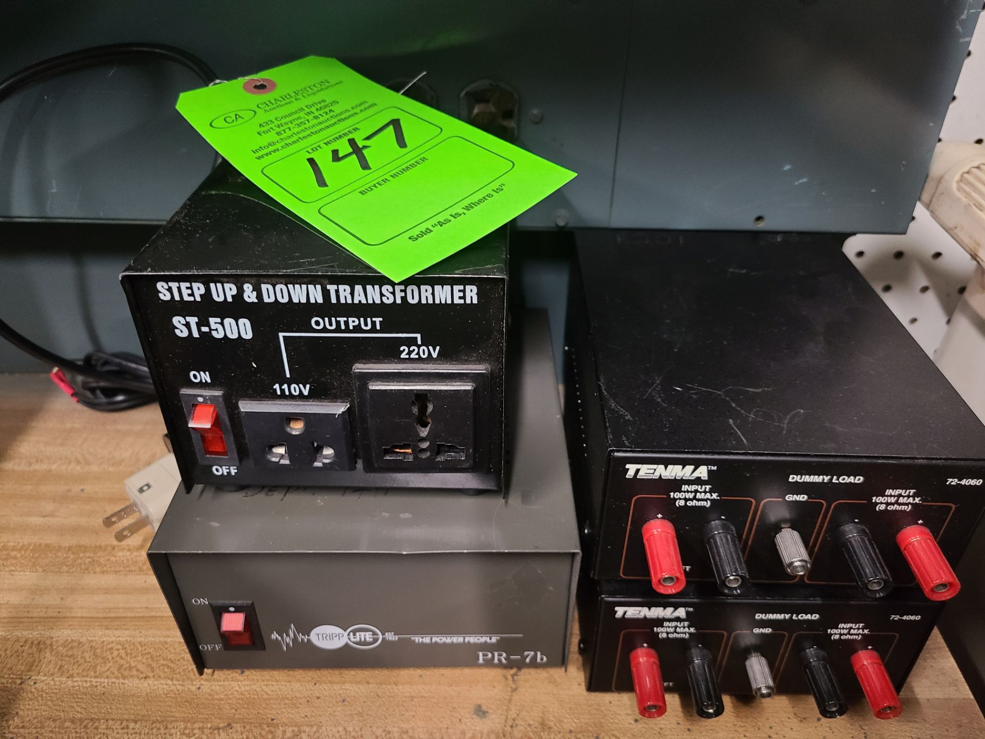 (2) TENMA DUMMY LOAD 72-4060; (1) STEP UP AND DOWN TRANSFORMER ST-500; (1) TRIPP LITE PR-7B