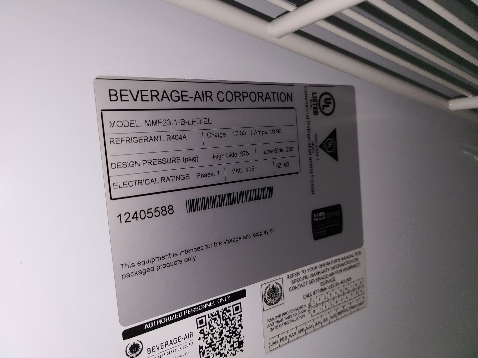 BEVERAGE AIR GLASS FRONT REFRIGERATOR MODEL MMF23-1-B-LED-EL - Image 2 of 3