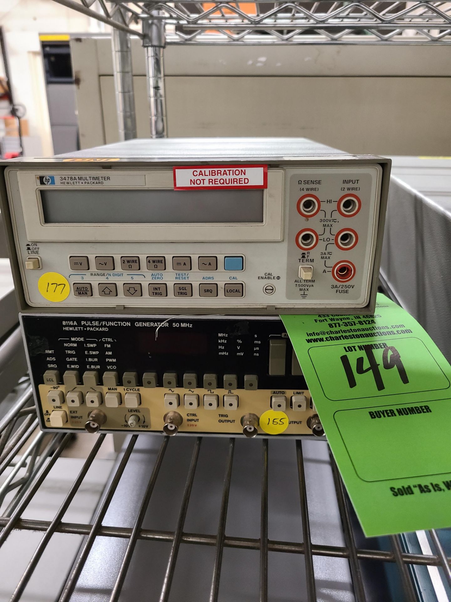 (1) HP 3478A MULTIMETER; (1) HP8116A PULSE / FUNCTION GENERATOR 50 MHZ