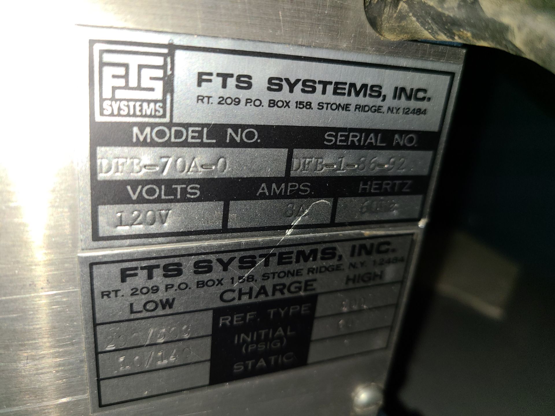 FTS SYSTEMS DFB-70A-0 DIELECTRIC FLUID BATH SERIAL NUMBER DFB-1-86-92 - Image 2 of 2