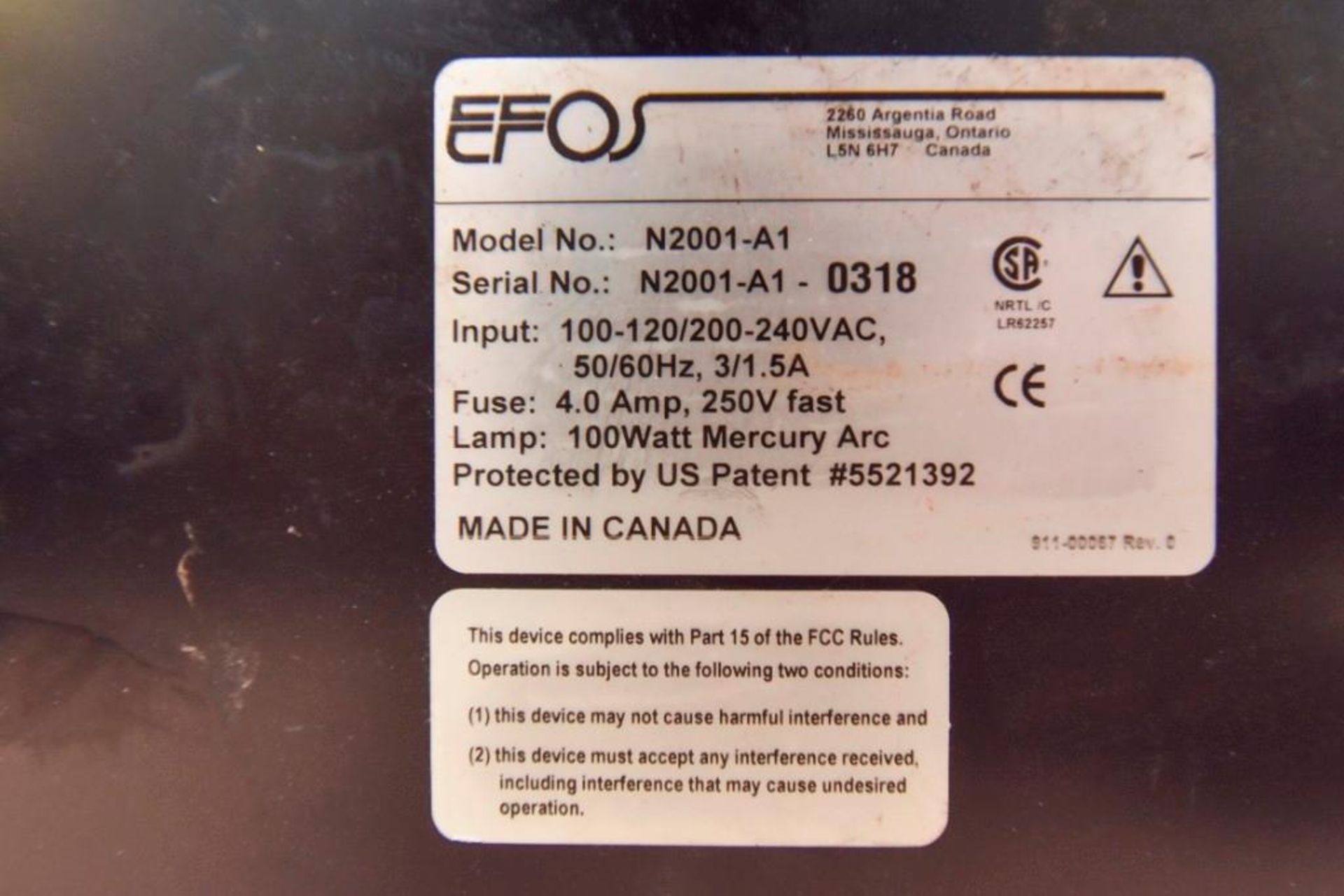 EFOS Novacure UV Spot Curing System N2001-A1 - Image 4 of 4