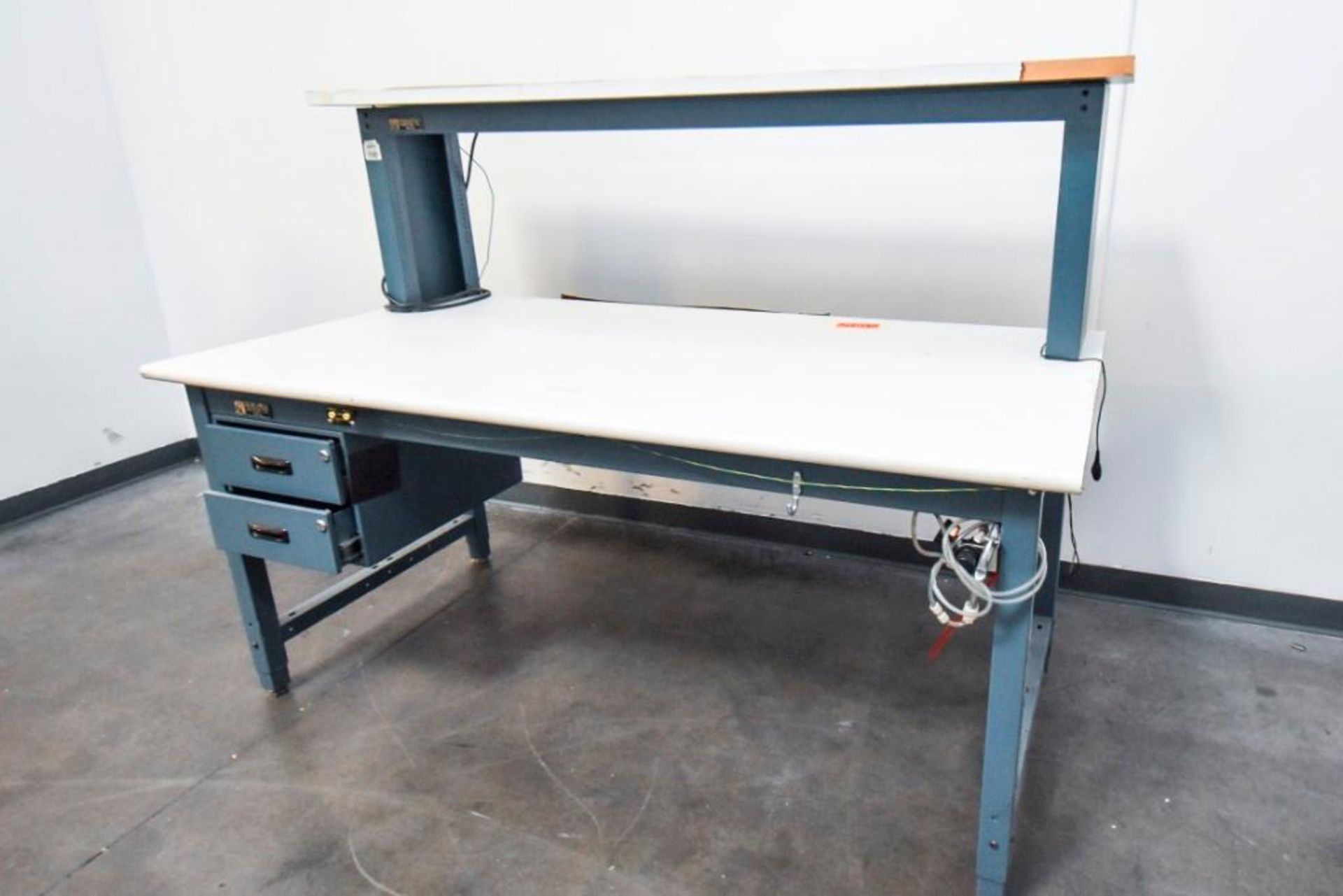 Production Industries Blue Table with White Top Double Decker - Image 7 of 7