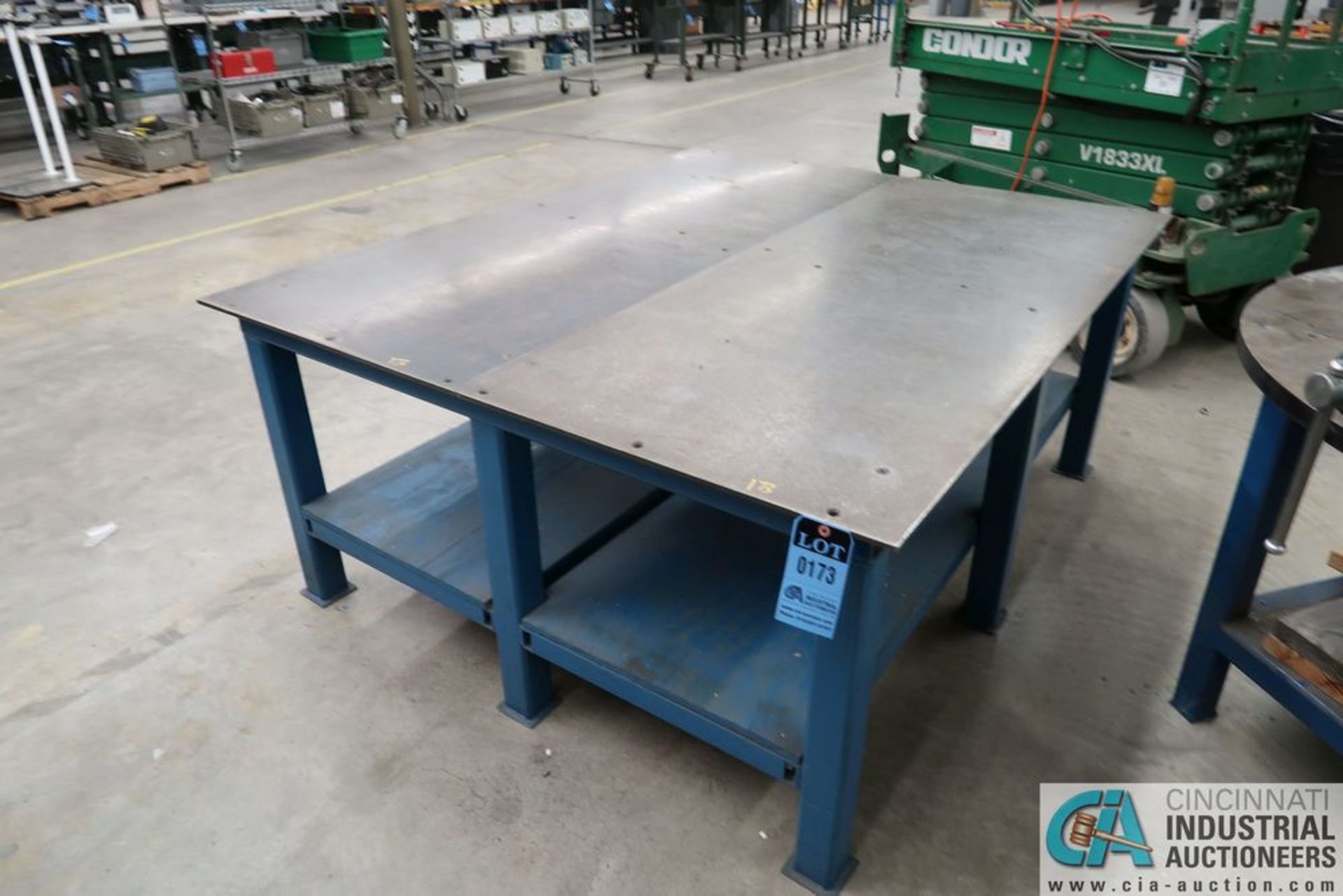 60" X 72" X 30" HIGH X 3/8" THICK STEEL TOP PLATE WELDED STEEL FRAME WORK BENCH