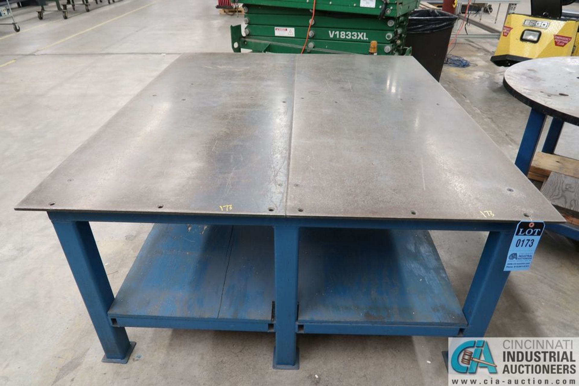 60" X 72" X 30" HIGH X 3/8" THICK STEEL TOP PLATE WELDED STEEL FRAME WORK BENCH - Image 2 of 3