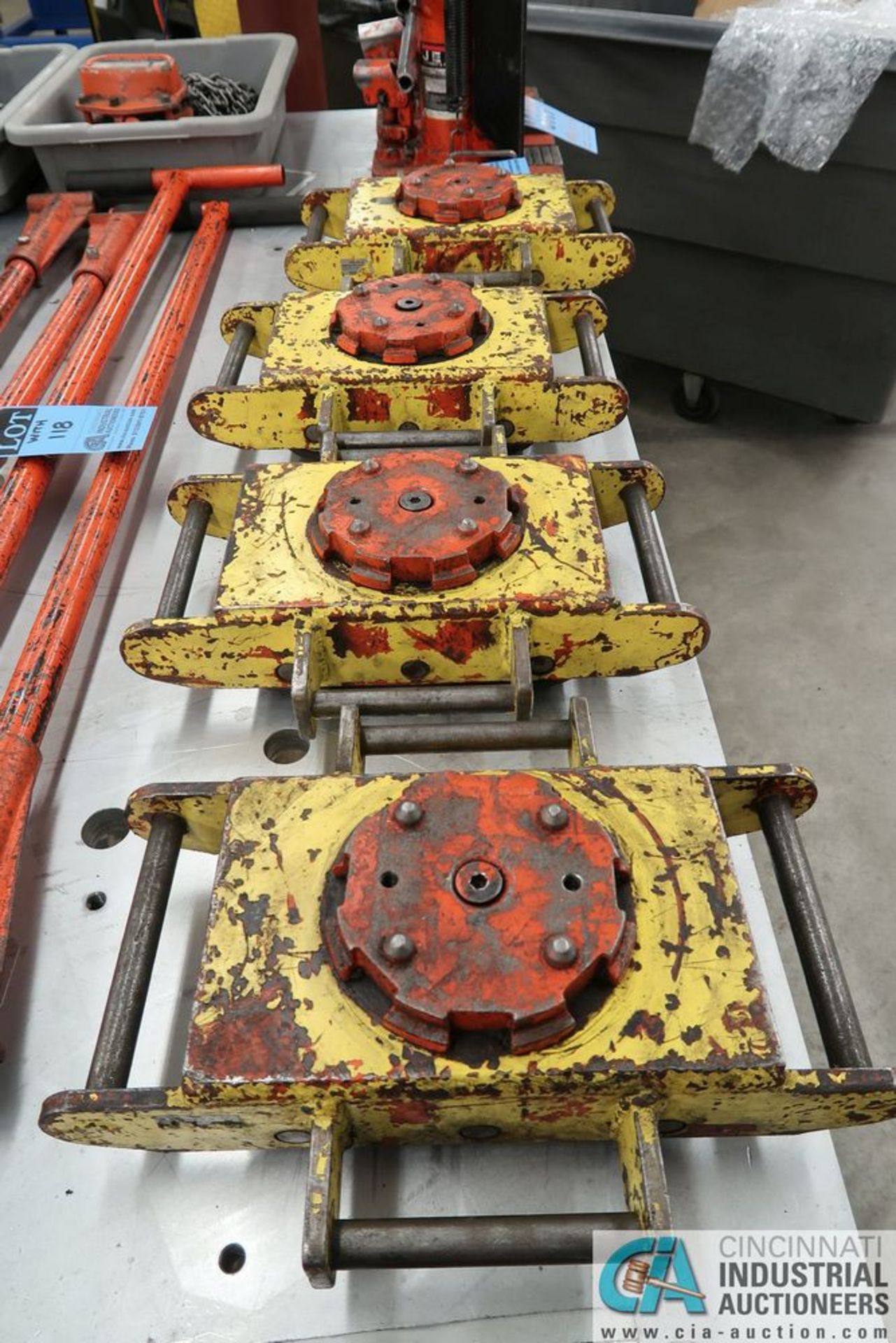 7.5 TON (APPROX.) MULTITON RUBBER WHEELED MACHINE SKATES WITH (4) SKATE HANDLES - Image 2 of 3