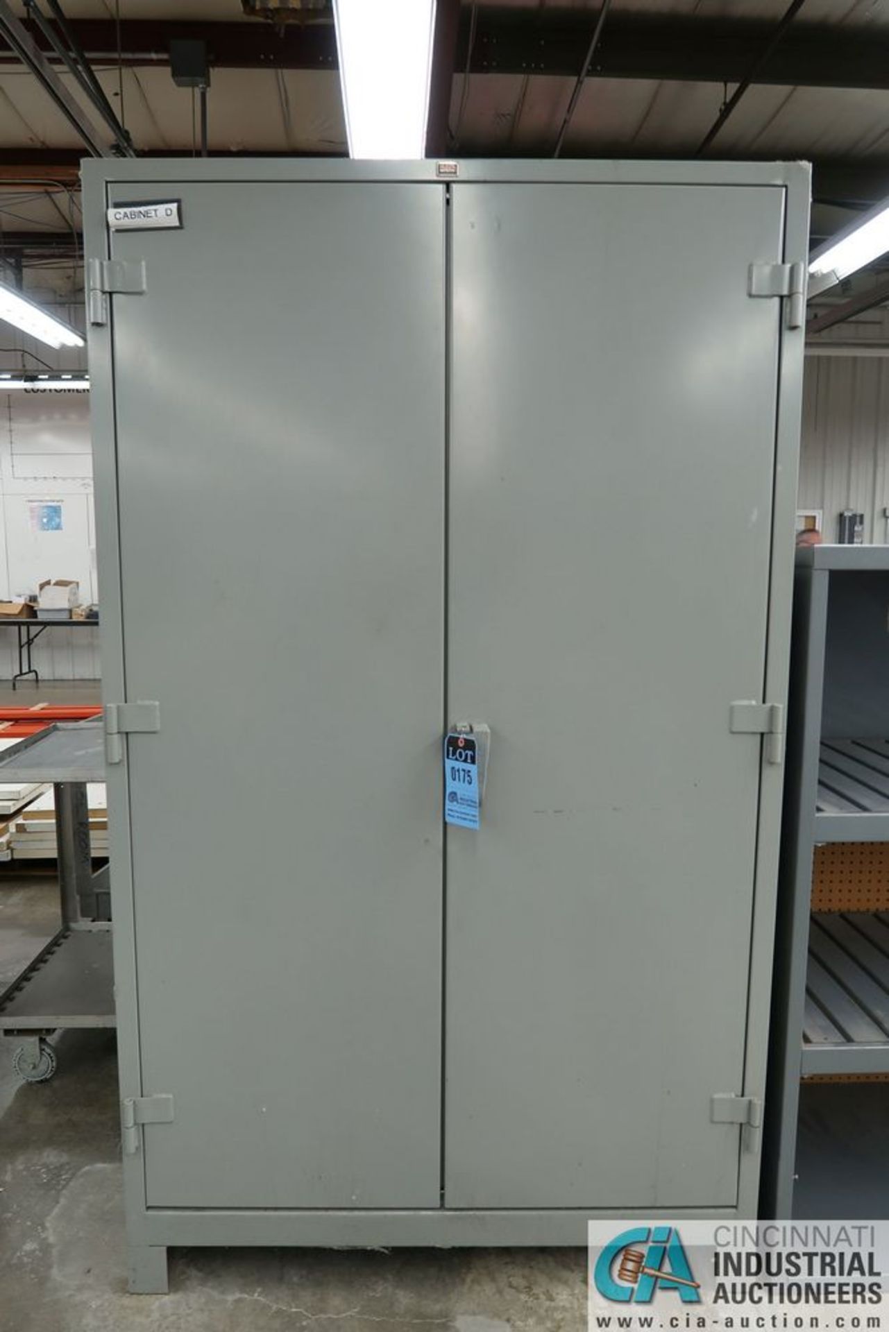 24" X 48" X 82" HIGH LYON TWO-DOOR HEAVY DUTY STORAGE CABINET WITH MISCELLANEOUS SHOP SUPPORT