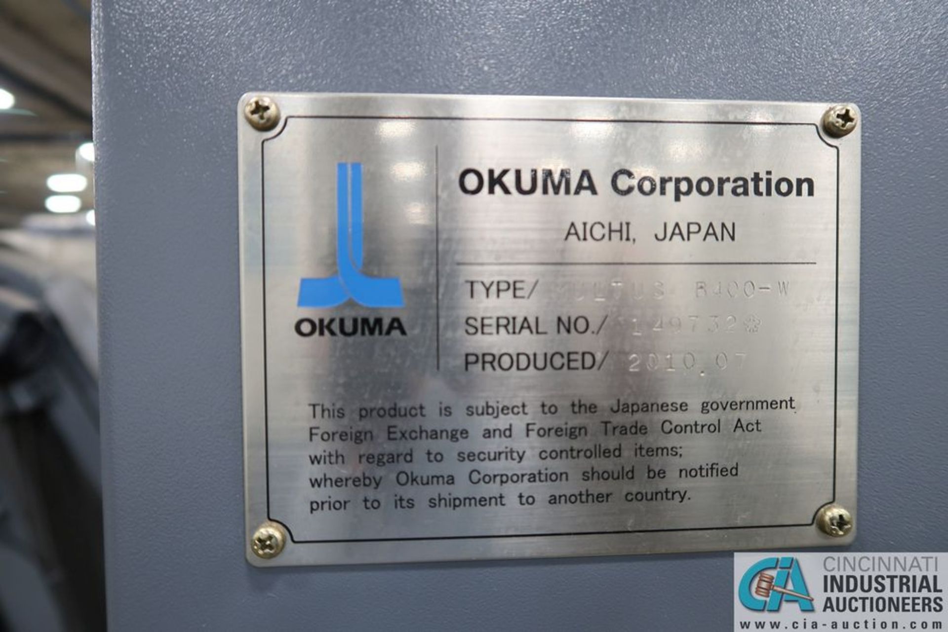 OKUMA MODEL MULTUS B400-W CNC TURNING CENTER; S/N 149732 **Loading Fee Due the "ERRA" R&R Machinery - Image 5 of 17