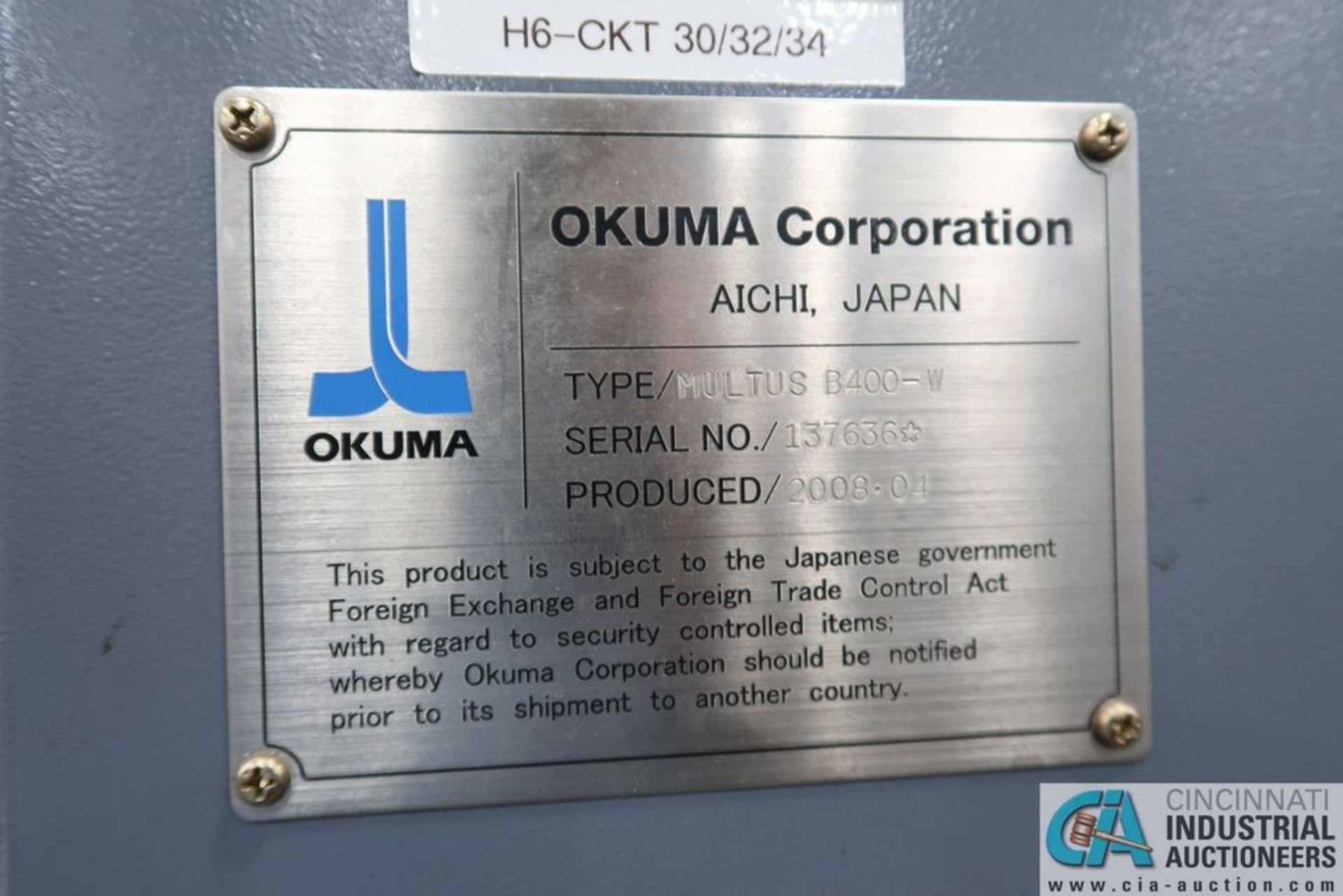 OKUMA MODEL MULTUS B400-W CNC TURNING CENTER; S/N 137636 **Loading Fee Due the "ERRA" R&R Machiner - Image 6 of 19