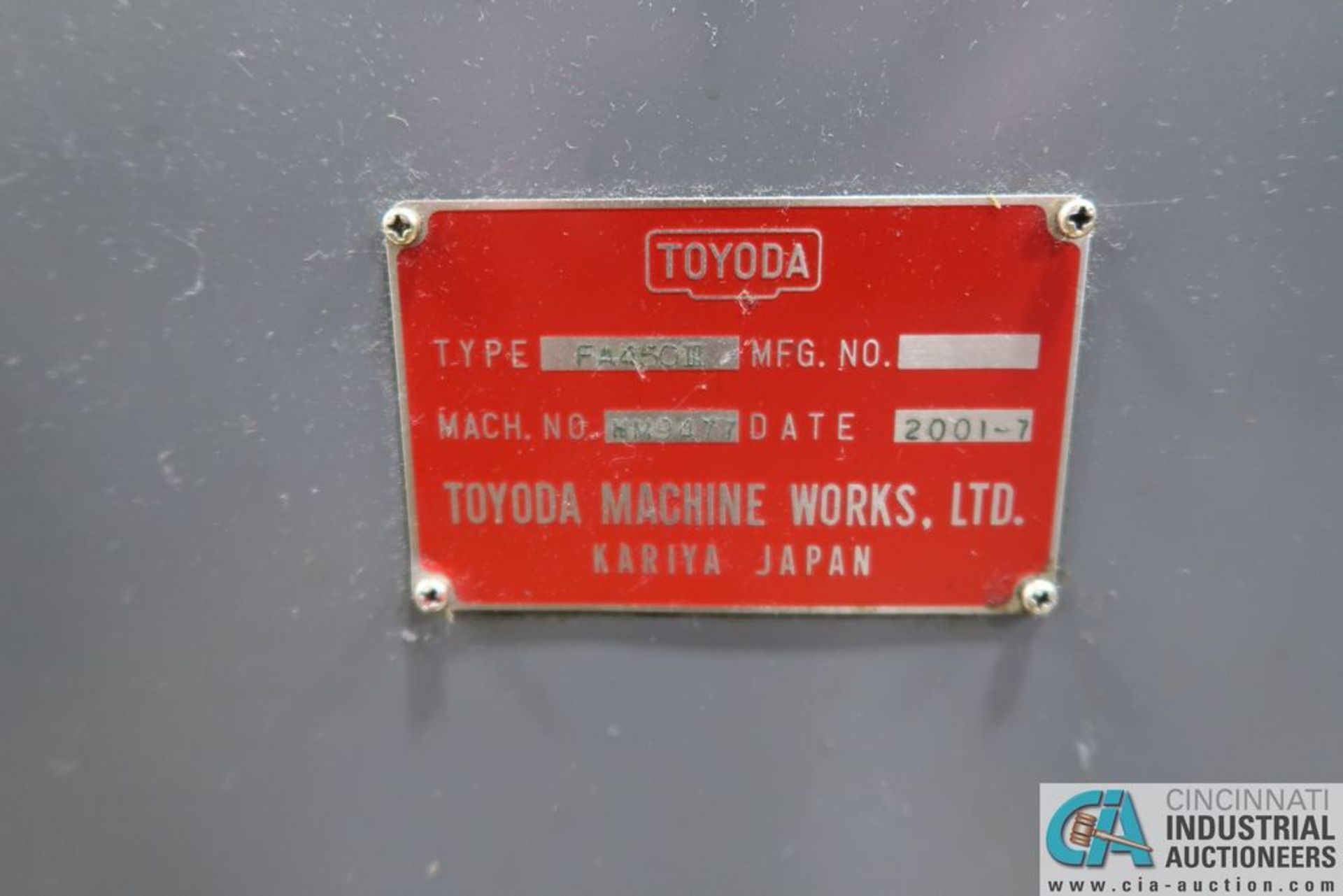 TOYODA MODEL FA-450 III CNC HORIZONTAL MACHINING CENTER; S/N NM9477, **Loading Fee Due the "ERRA" - Image 6 of 19