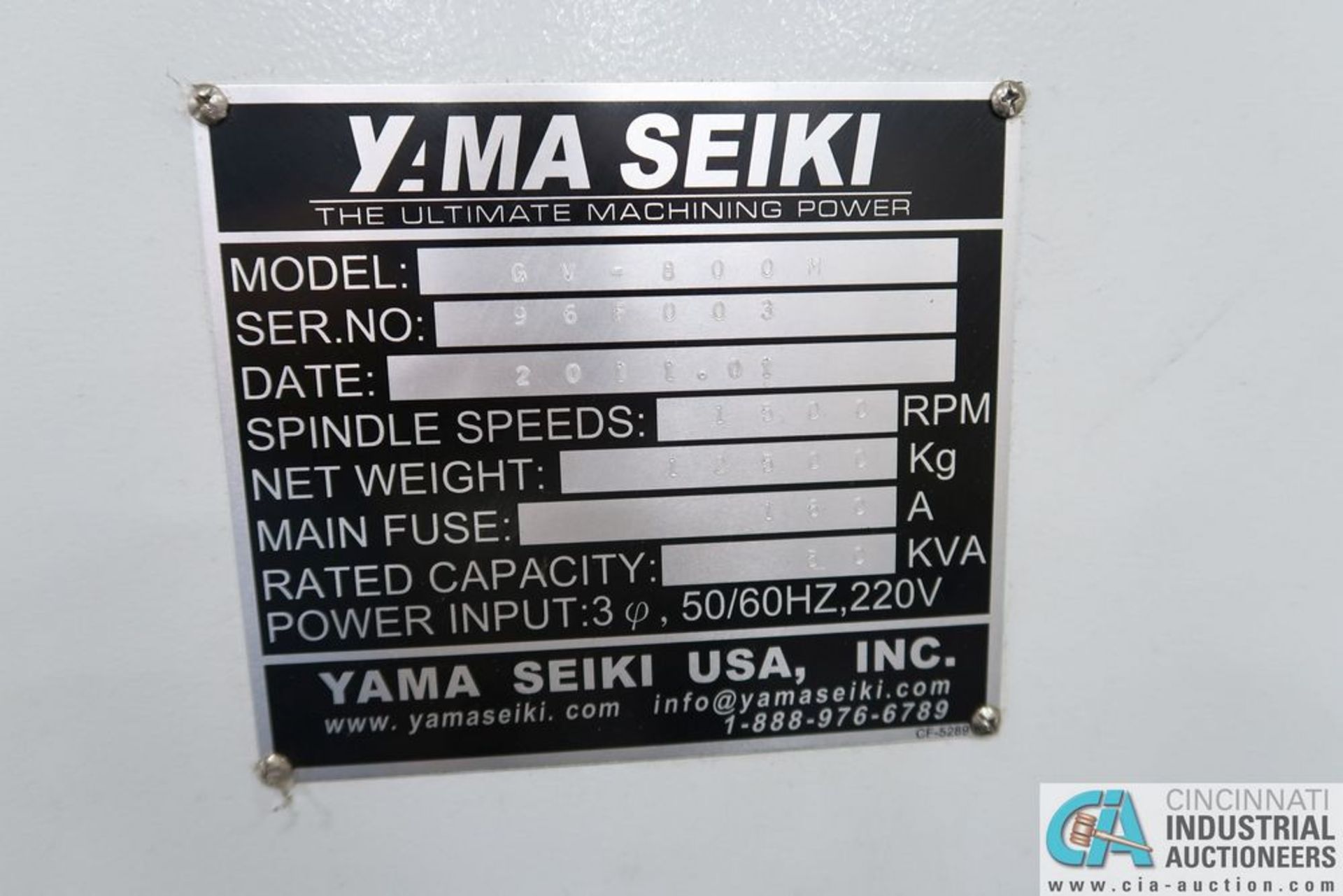 18" YAMA SEIKI MODEL GV-800M CNC VERTICAL TURRET LATHE WITH LIVE TOOLING; S/N 96F003 **Loading - Image 5 of 12