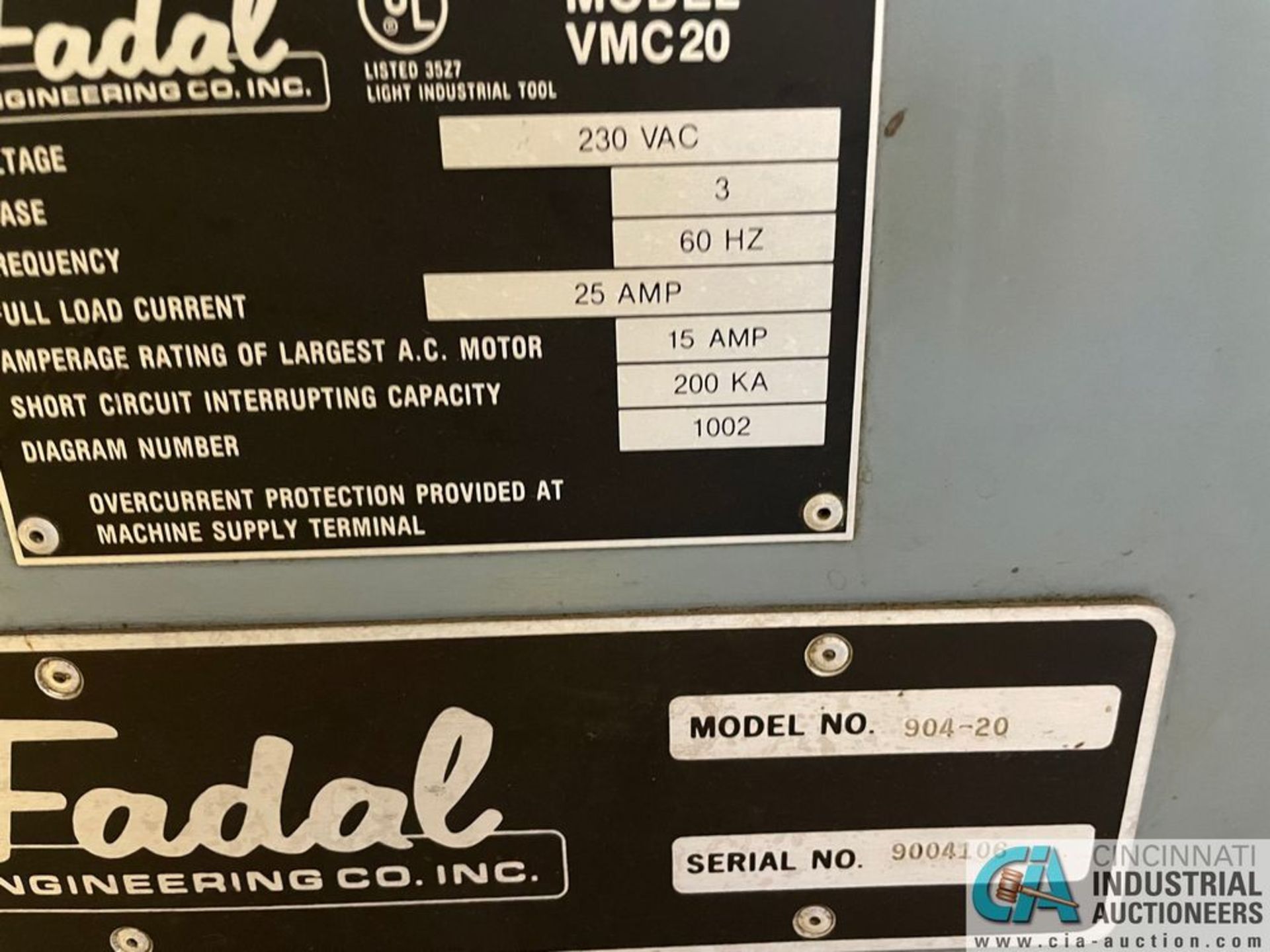 FADAL VMC20 CNC VERTICAL MACHINING CENTER; **Loading Fee Due the "ERRA" Affordable Rigging, $500.00 - Image 8 of 9