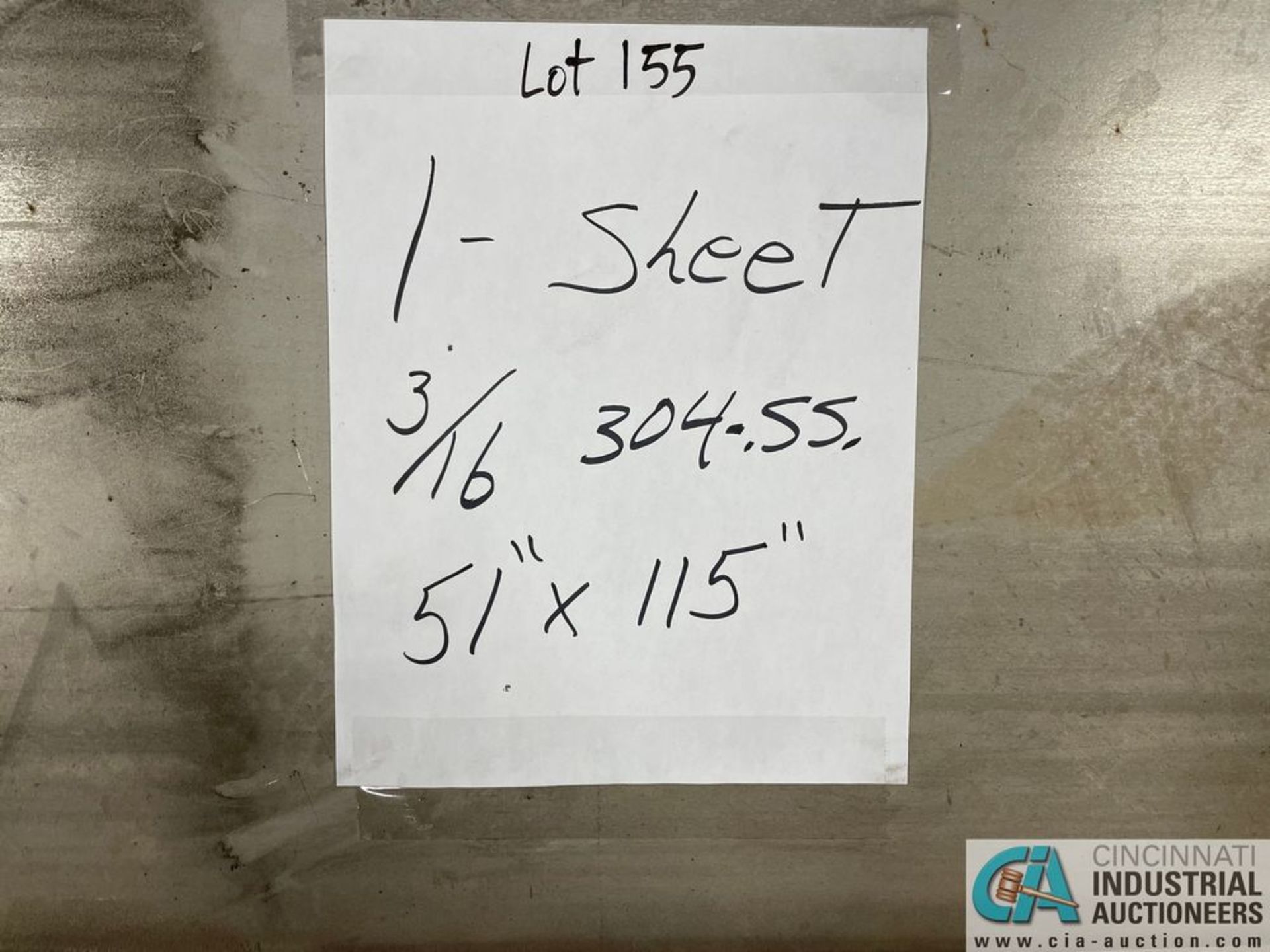 (LOT) (2) SHEETS (1 - FULL & 1 - PARTIAL) 3/16" THICK X 51" X 115" 304 STAINLESS STEEL - Image 3 of 3