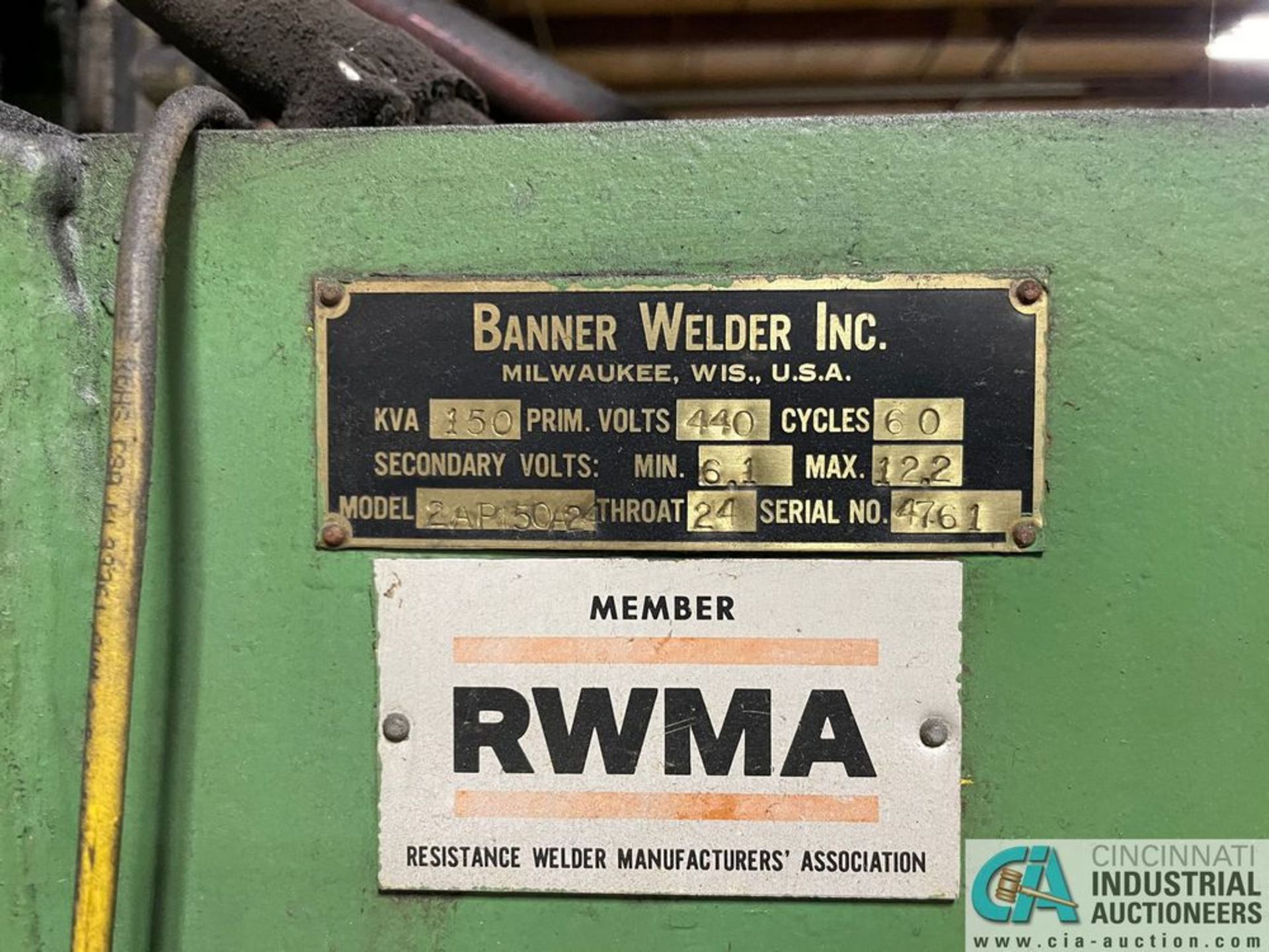 150-KVA BANNER MODEL ZAP150A24 PRESS TYPE SPOT WELDER; **Loading Fee Due the "ERRA" $500.00** - Image 4 of 5