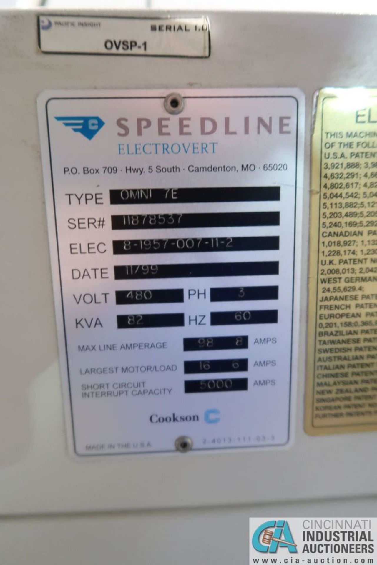 SPEEDLINE MODEL OMNI 7E ELECTROVERT REFLOW OVEN; S/N 11878537, 12" X 212" X 3" HIGH, 82 KVA (NEW - Image 6 of 9