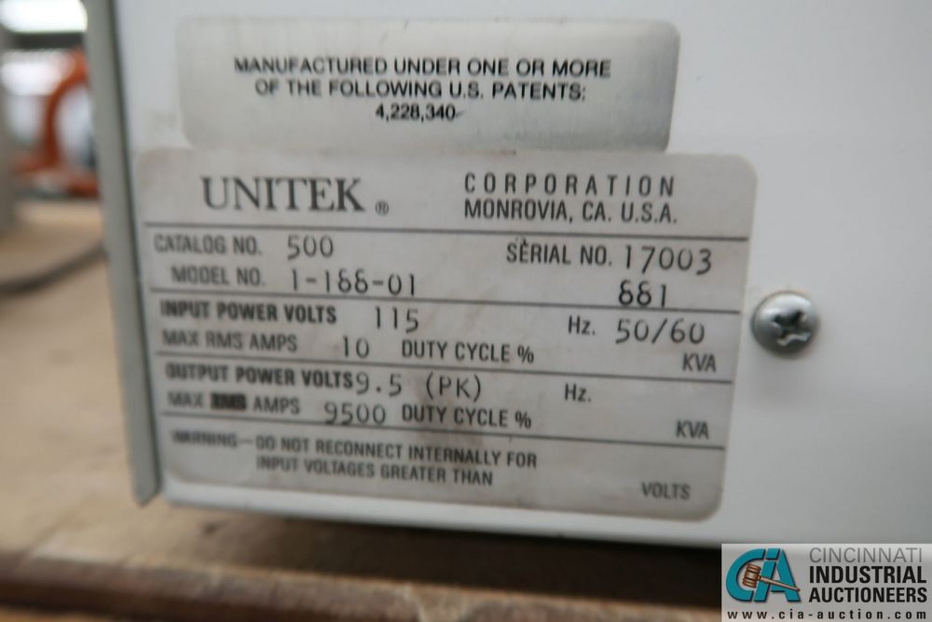 UNITEK MDOEL 1-166-01 SPOT WELDER - Image 3 of 3