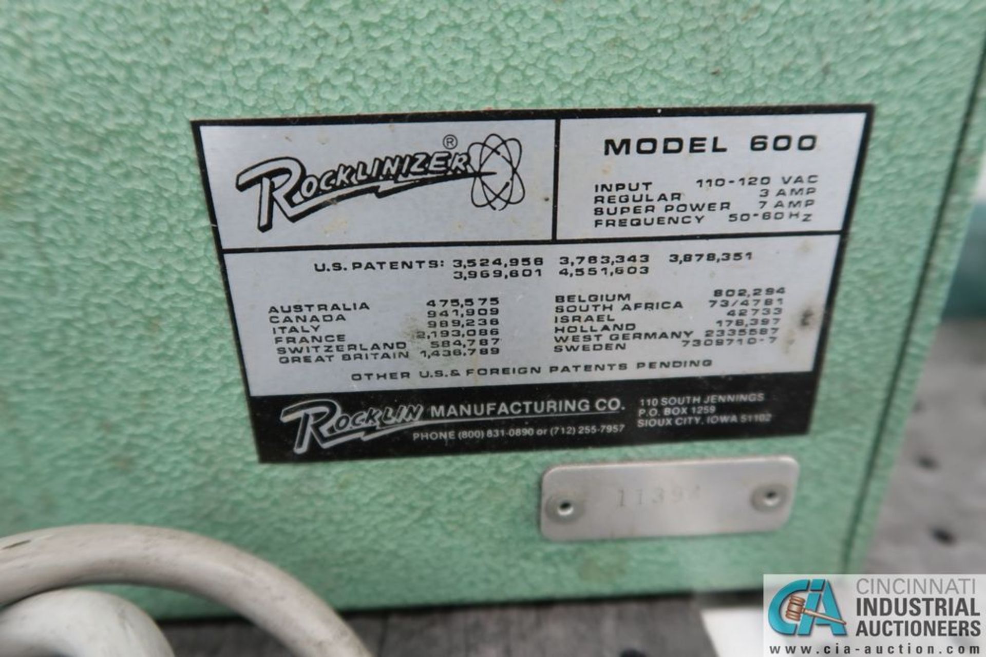 ROCKLINIZER MODEL 600 ELECTRONIC CARBIDE METAL IMPREGNATOR - Image 2 of 3