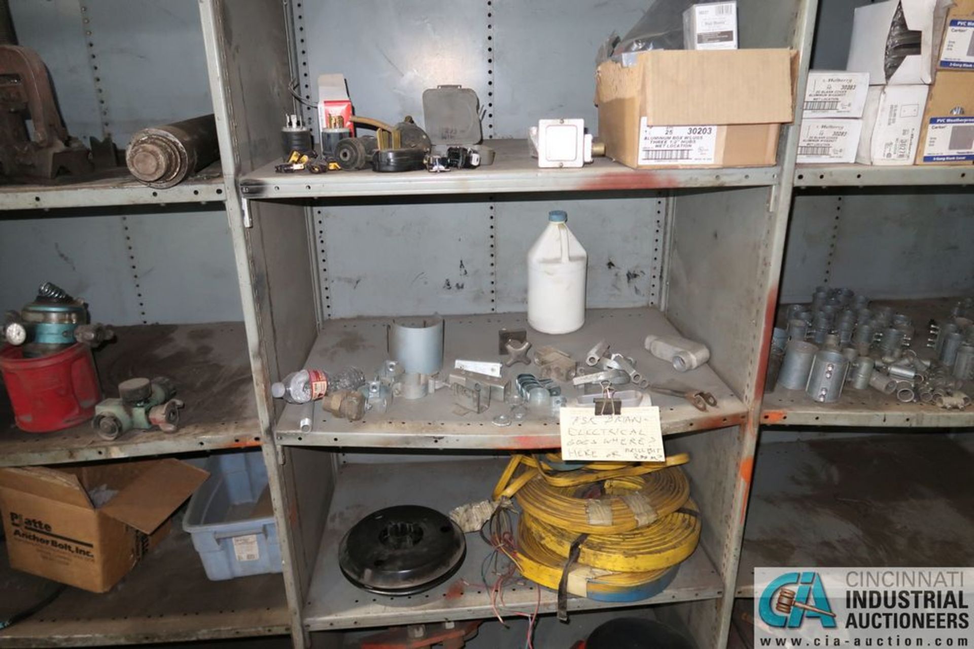 (LOT) CONTENTS OF CRIB INCLUDING ELECTRICAL FITTINGS, CONNECTIONS, MOTORS, BENCHES - Image 5 of 14