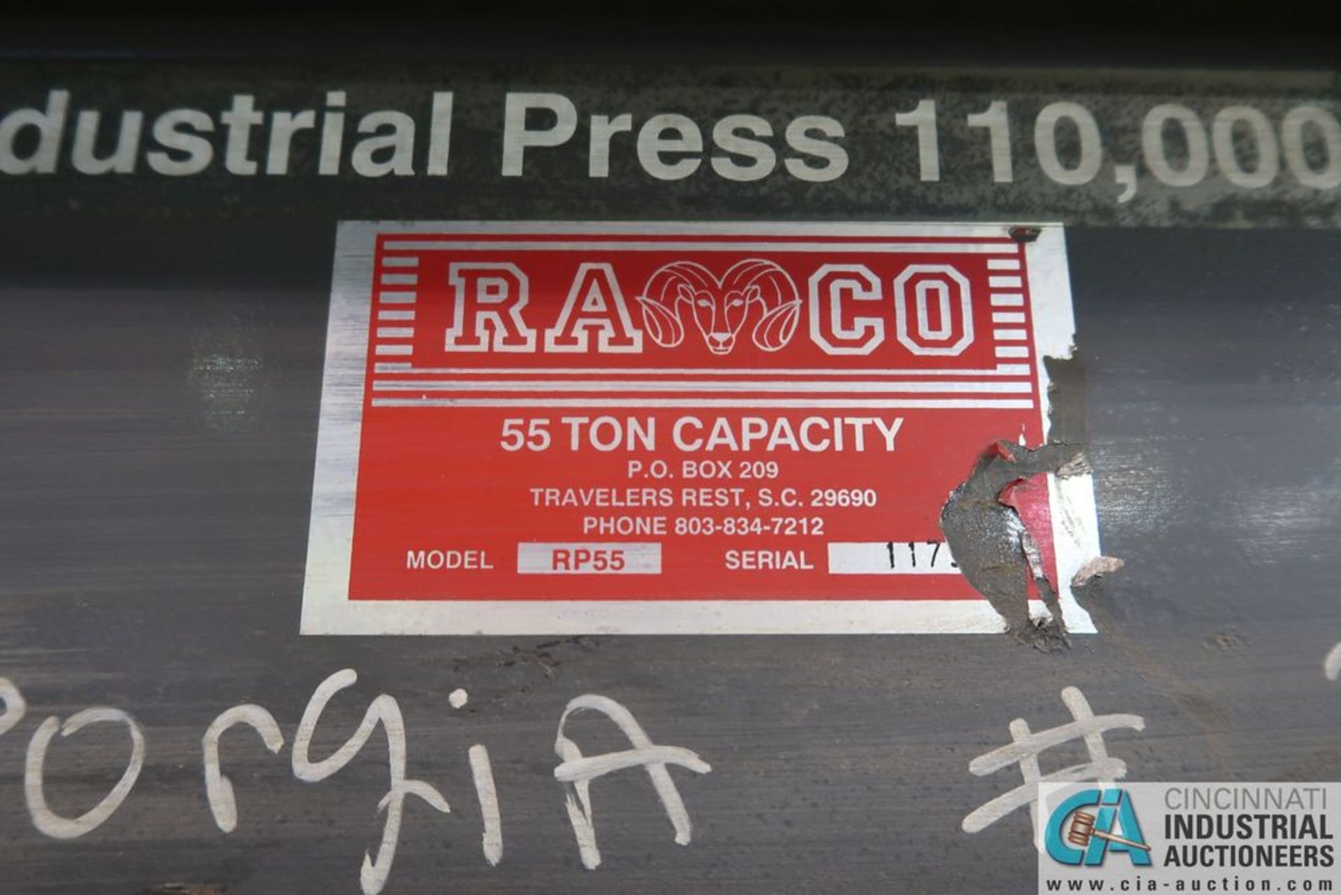 55 TON RAMCO MODEL RP55 MANUAL HYD. H-FRAME PRESS**Loading Fee Due the "ERRA", $50.00** - Image 3 of 3