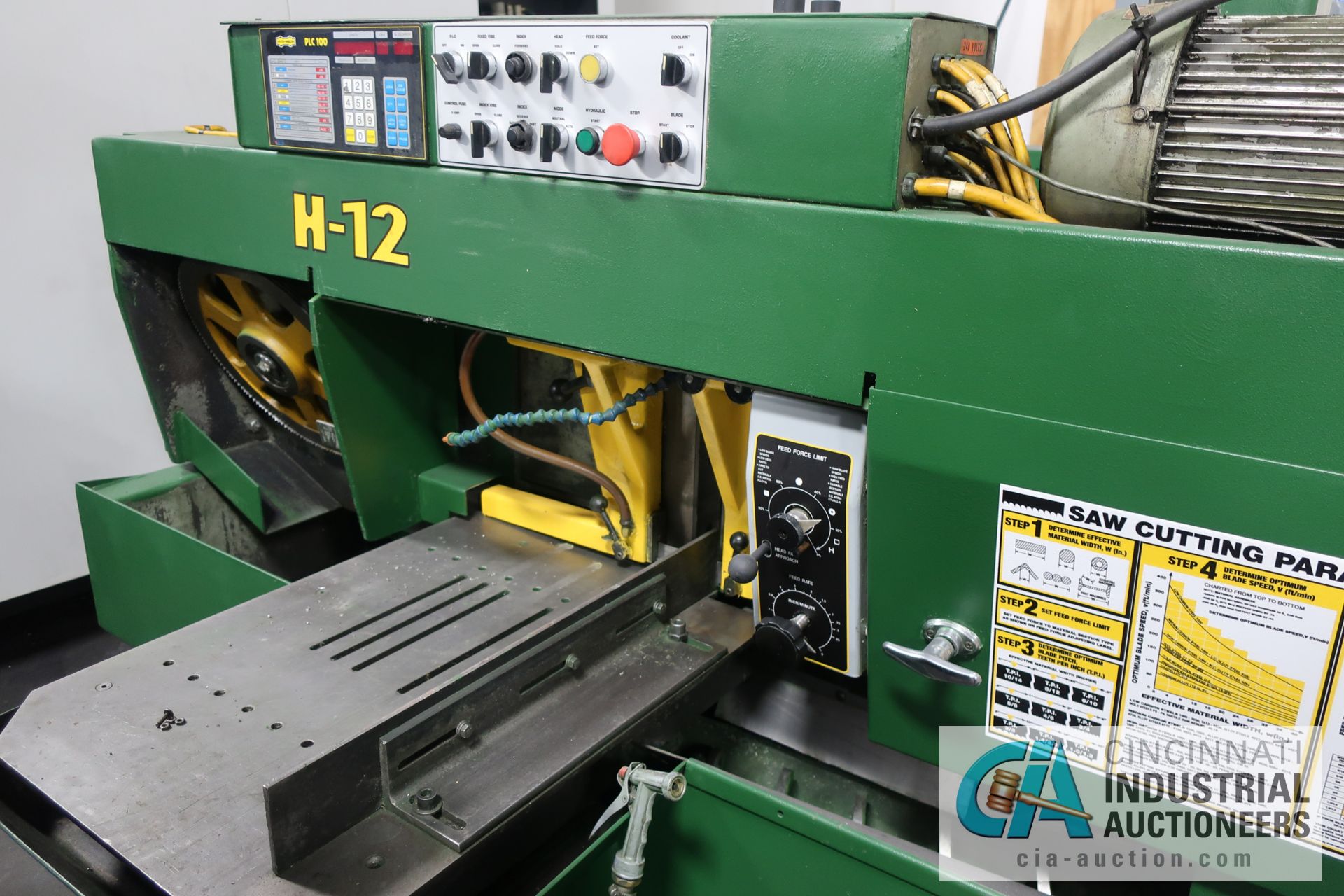 OPEN*12" X 12" HYD-MECH MODEL H12 HORIZONTAL BAND SAW; CAPACITY ROUND 12" DIA., RECTANGULAR 12" X 12 - Bild 2 aus 4