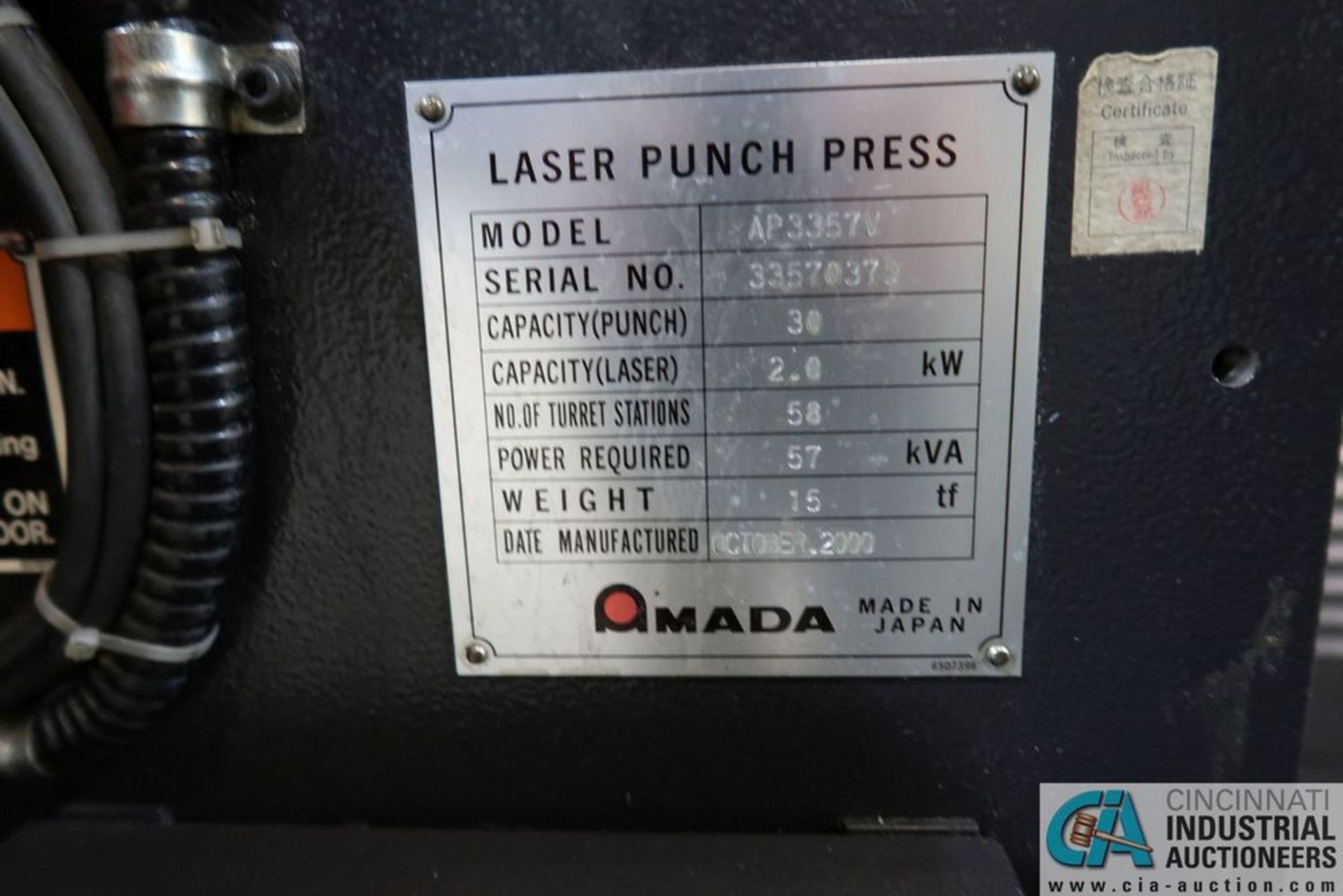 30 TON AMADA 357V APELIO III LASER CNC TURRET PUNCH; S/N 33570379 **Loading Fee Due the "ERRA" - Image 9 of 22