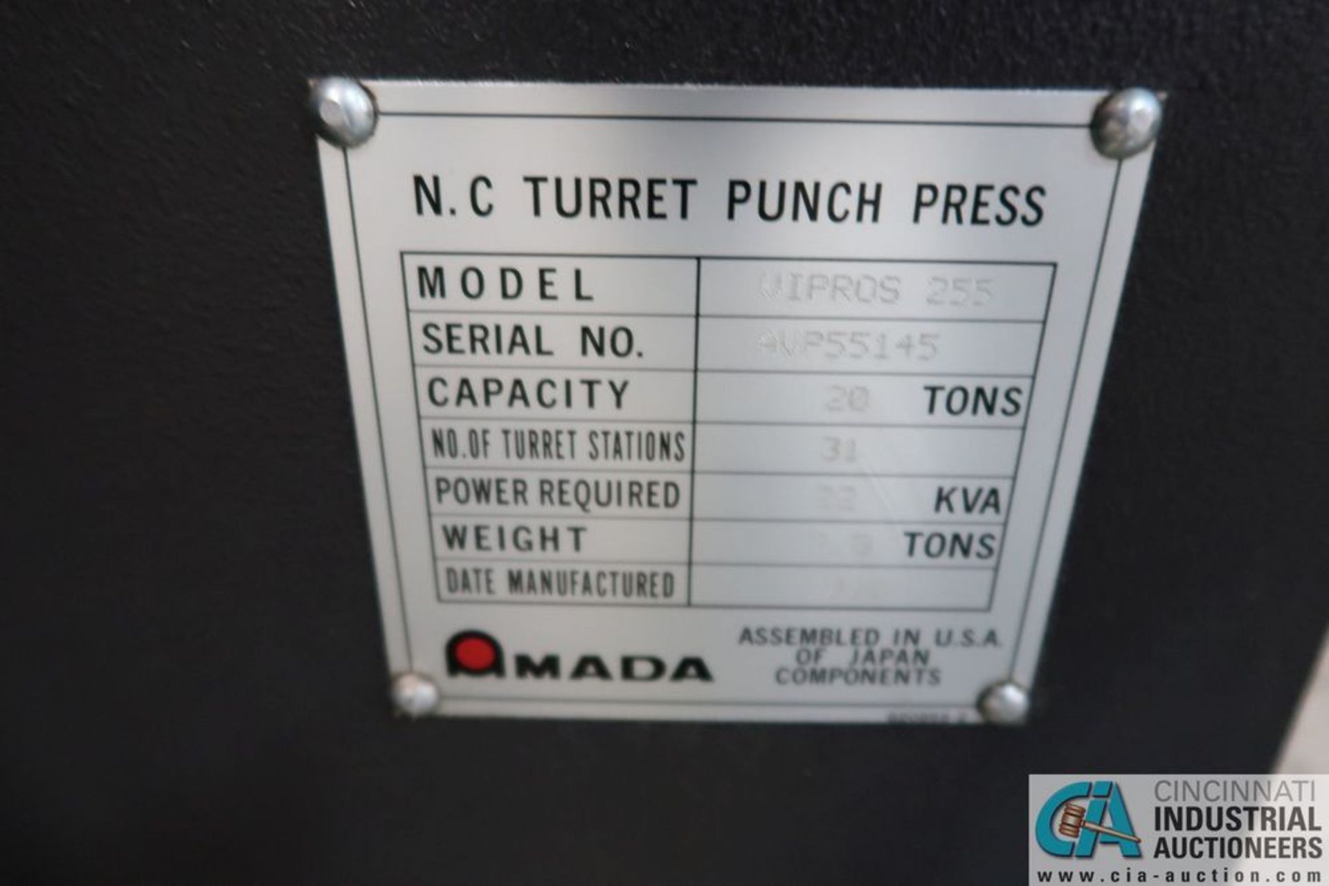22 TON AMADA VIPROS 255 CNC TURRET PUNCH; S/N AVP55145 **Loading Fee Due the "ERRA" Chicago - Image 9 of 21