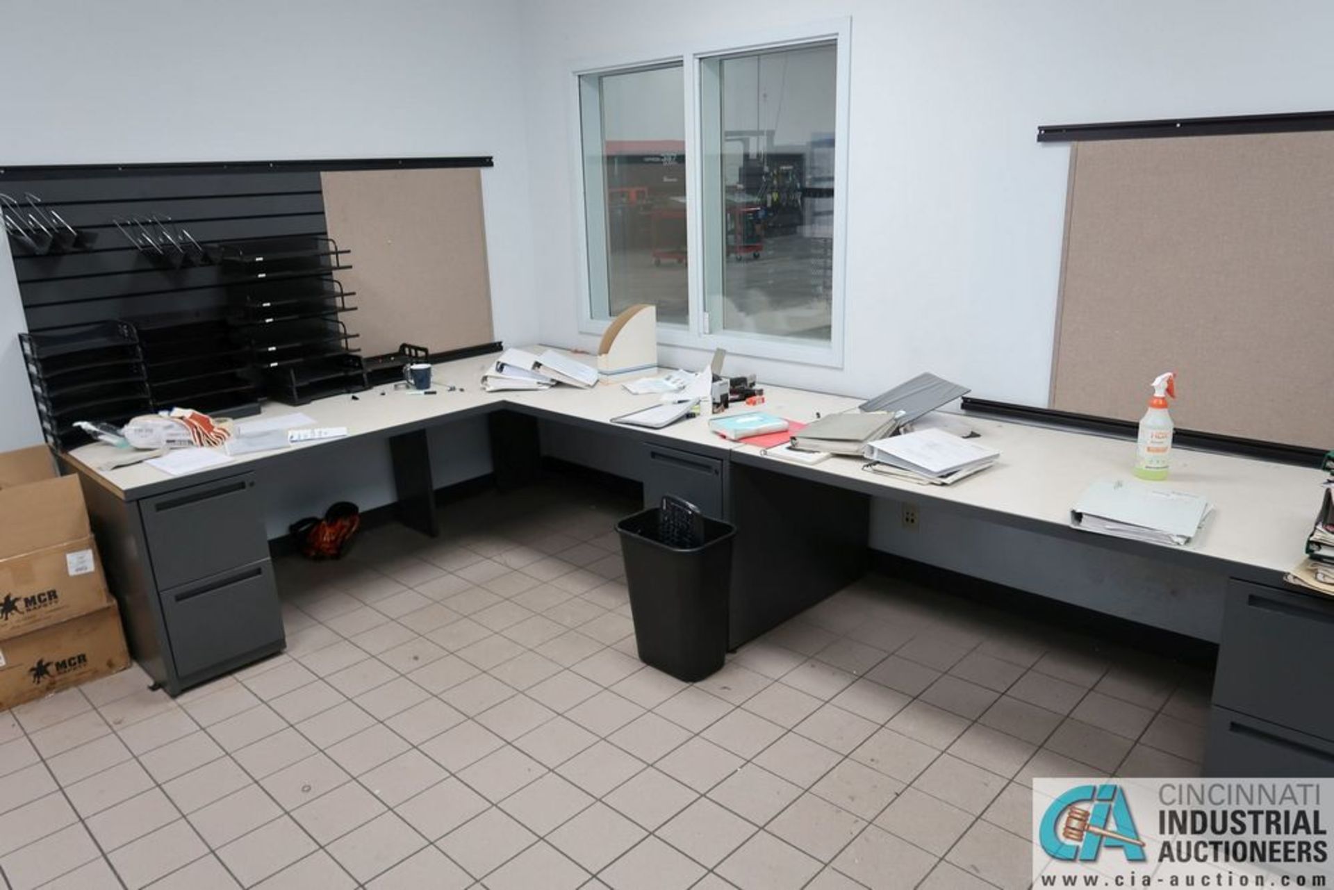 CONTENTS OF OFFICE INCLUDING (2) L-SHAPED DESKS, (2) CABINETS **OFFICE FURNITURE ONLY - NO - Image 3 of 3