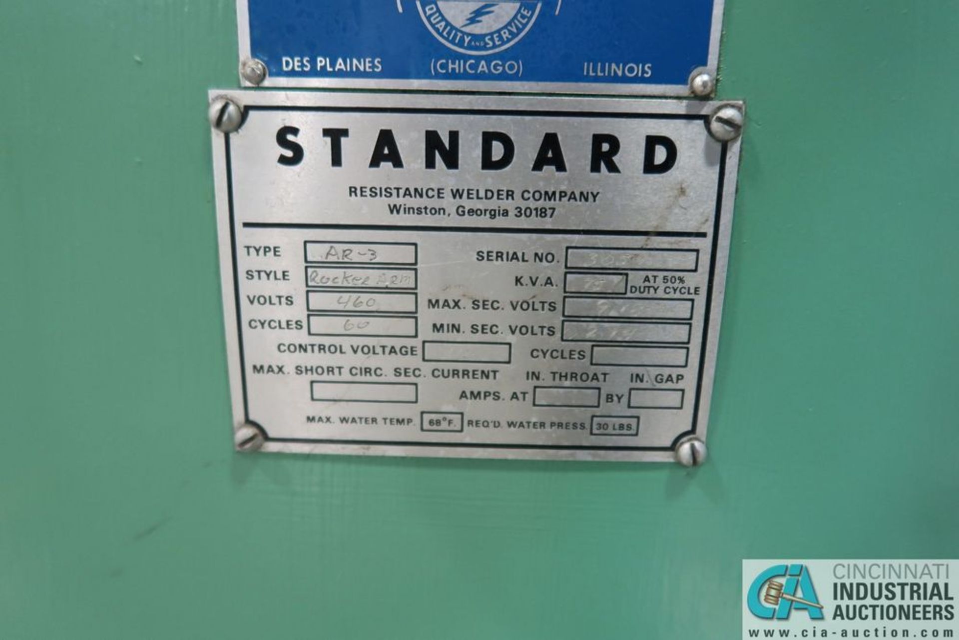 75 KVA STANDARD TYPE AR3-24-75 ROCKER ARM SPOT WELDER; S/N 3054 **Loading Fee Due the "ERRA" Chicago - Image 4 of 5