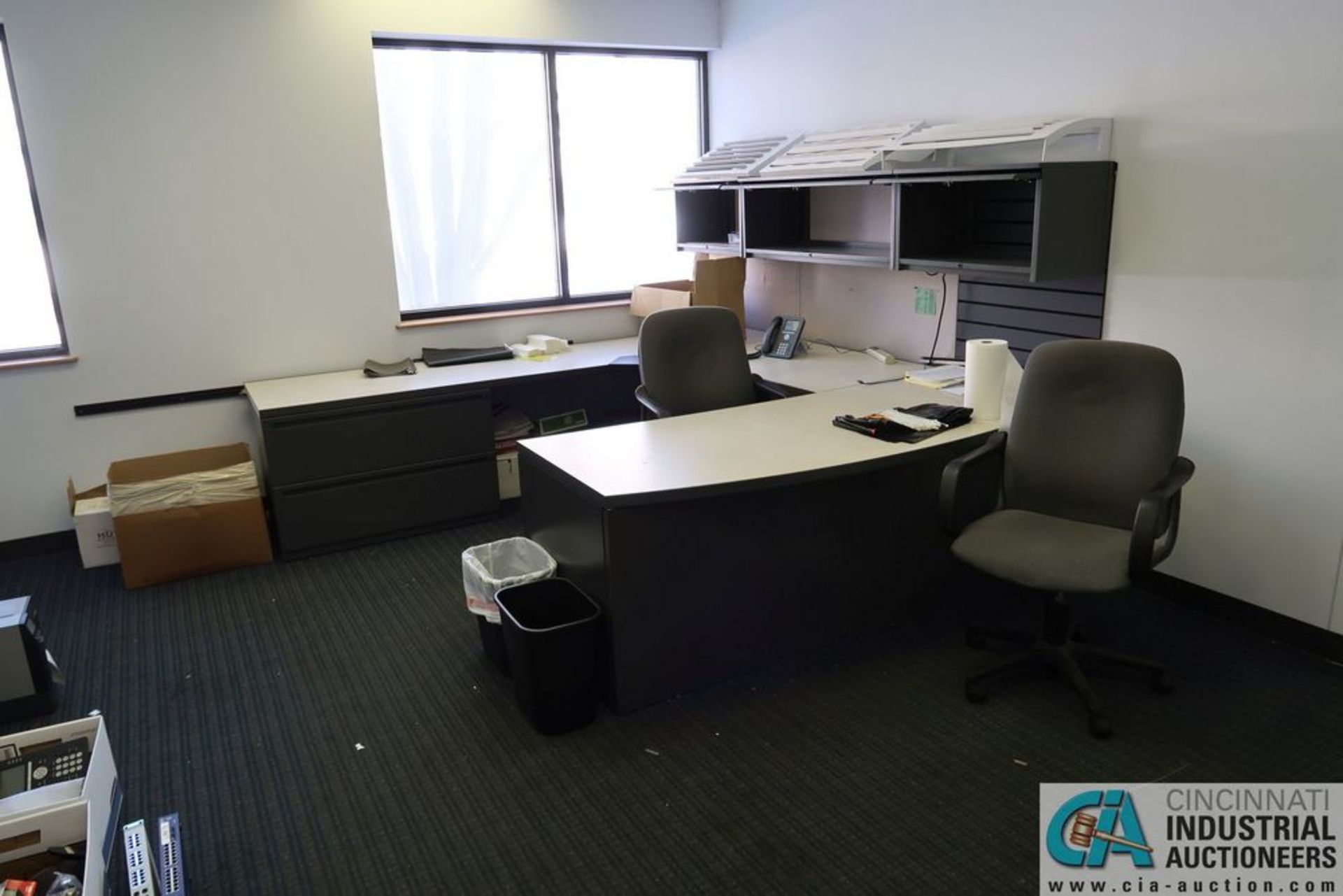 CONTENTS OF OFFICE INCLUDING U-SHAPED DESK, TABLE **OFFICE FURNITURE ONLY - NO ELECTRONICS**