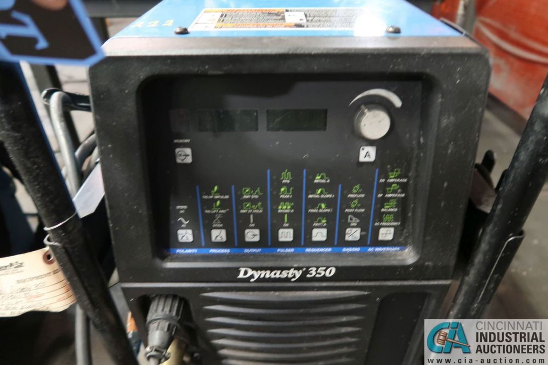 350 AMP MILLER MODEL DYNASTY 350 CART MOUNTED TIG WELDING POWER SOURCE; S/N MF06081L WITH LEADS - Image 2 of 3