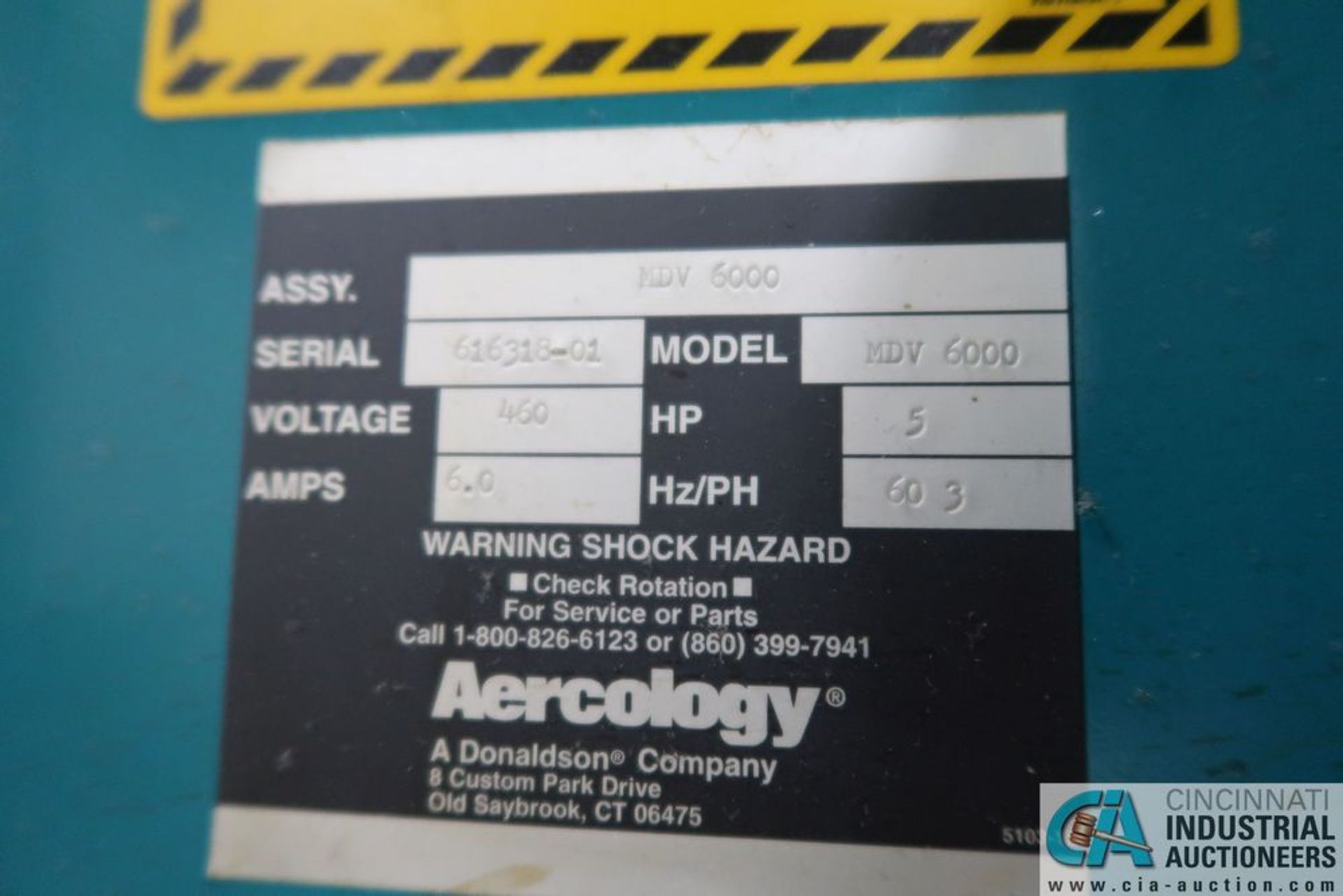 AERCOLOGY MODEL MDV-6000 MIST DUST COLLECTOR; S/N 616318-01 - Image 4 of 4