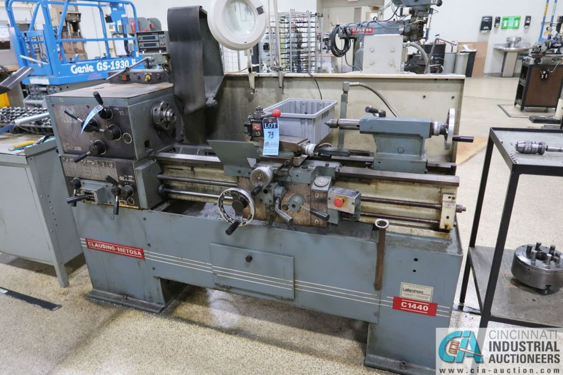 14" X 40" CLAUSING-METOSA MODEL C1440 ENGINE LATHE; S/N N/A, COLLET CHUCK, 8" 3-JAW CHUCK, SPINDLE