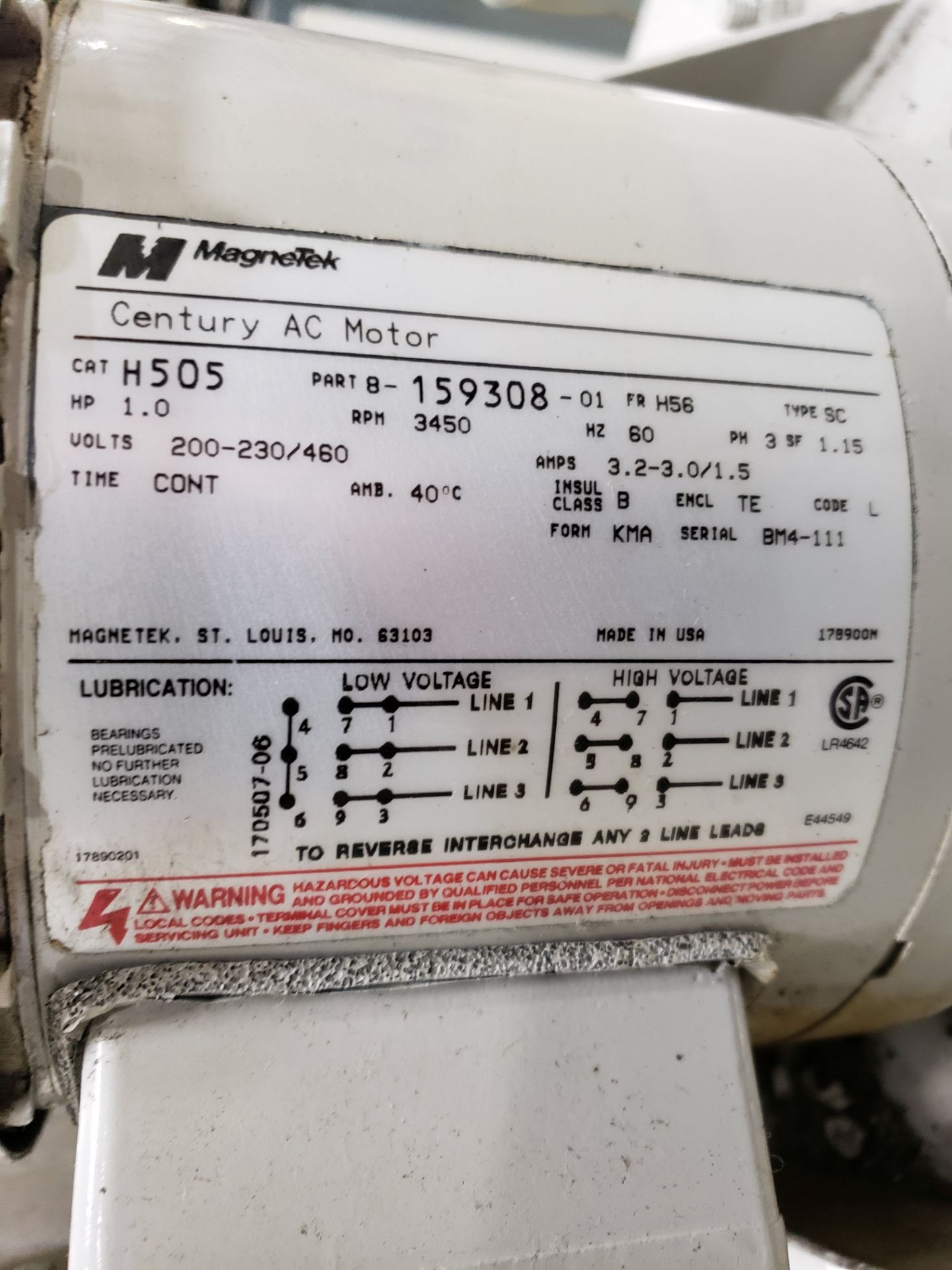 HAMMOND MODEL TDK-4C DUSKOLLECTOR; S/N 17734, 1 HP - Image 4 of 4