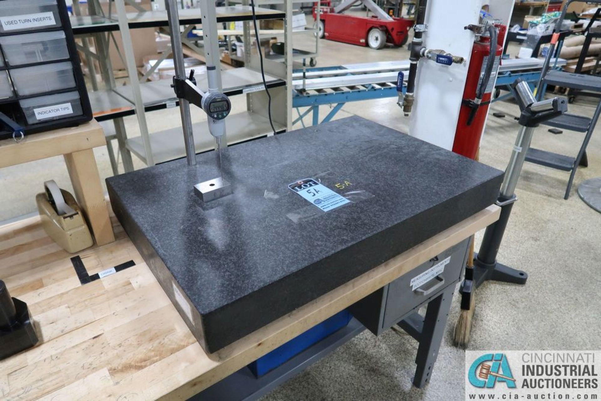 36" X 24" X 6" GRANITE SURFACE PLATE WITH MITUTOYO ABSOLUTE DIGITAL INDICATOR