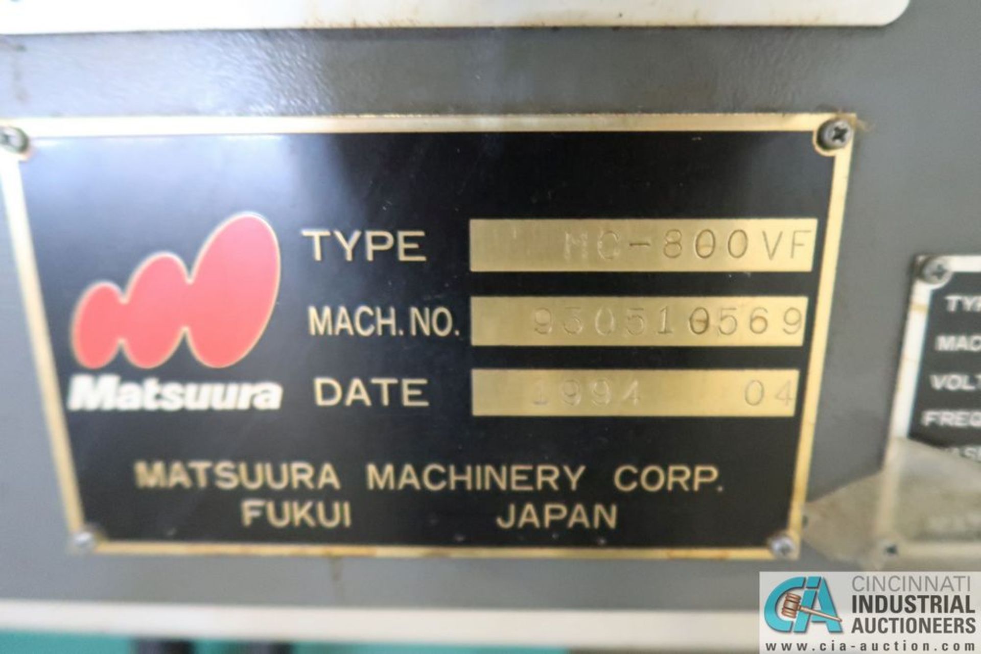 MATSUURA MODEL MC-800VF CNC VERTICAL MACH **Load out fee due Midway Machinery Movers $425.00 - Image 8 of 14