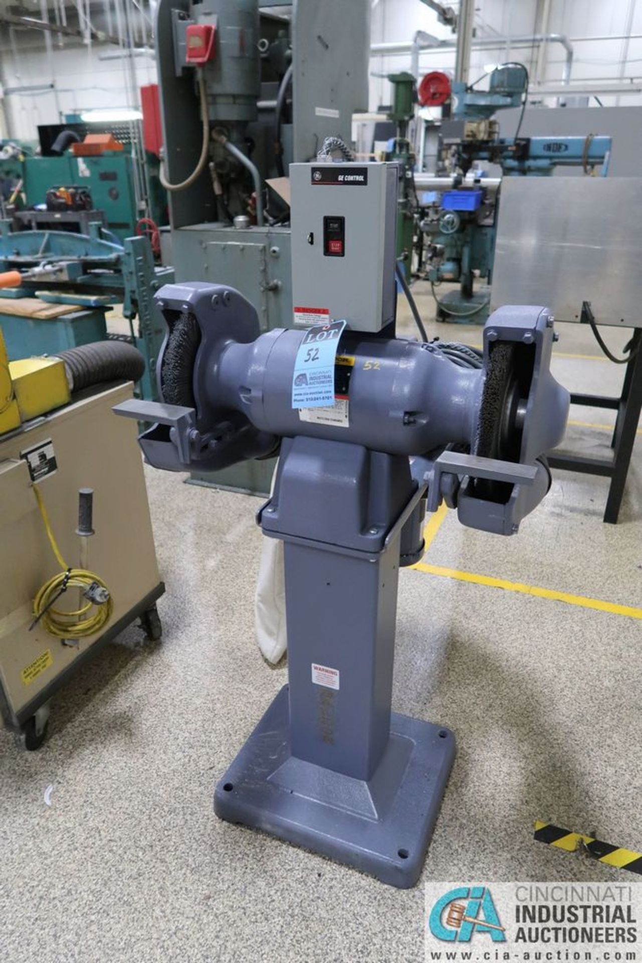 12" BALDOR DE GRINDER, 2 HP (USED ONCE), WITH 1/2 HP BALDOR DUST CONTROL UNIT