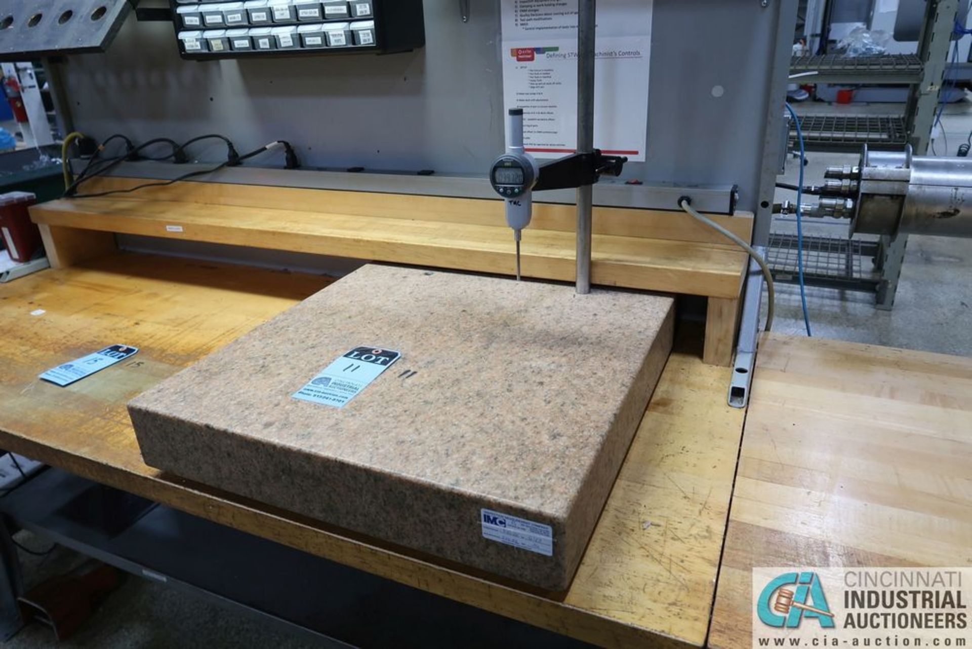 24" X 24" X 4" GRANITE SURFACE PLATE WITH MITUTOYO ABSOLUTE DIGITAL INDICATOR