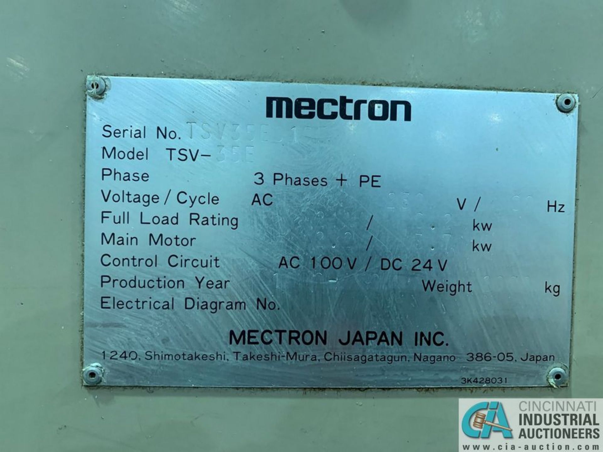 MECTRON MIYANO MODEL TSV-35L CNC DRILLING & TAPPING CENTER W/ 4TH AXIS; S/N TSV35E0135, *Loading fee - Image 8 of 9