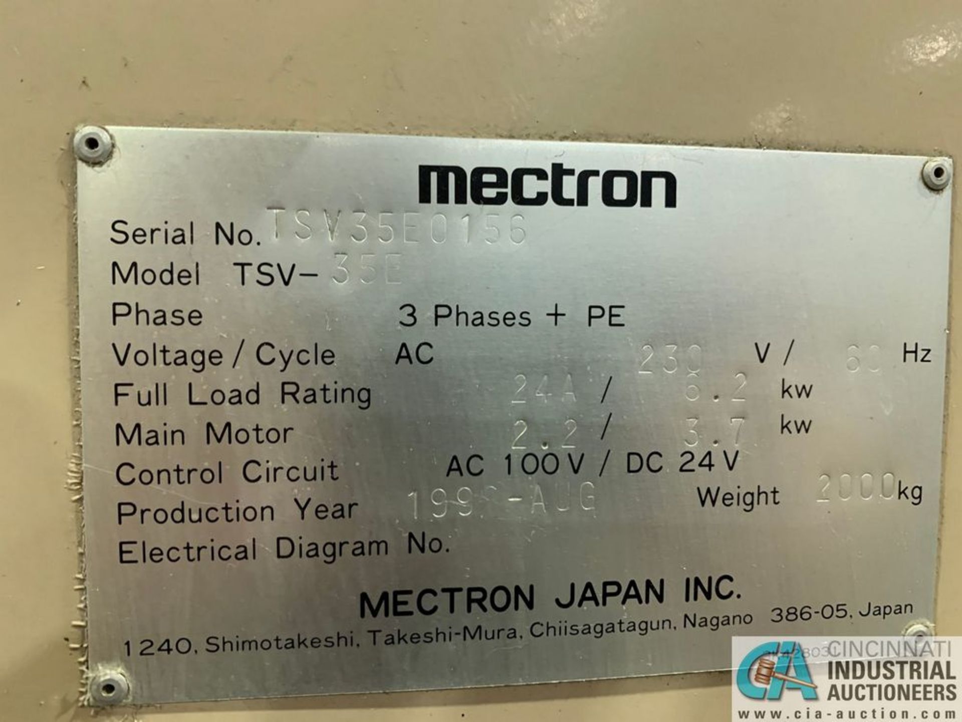 MECTRON MIYANO MODEL TSV-35L CNC DRILLING & TAPPING CENTER W/ 4TH AXIS; S/N TSV35E0156, *Loading fee - Image 7 of 8