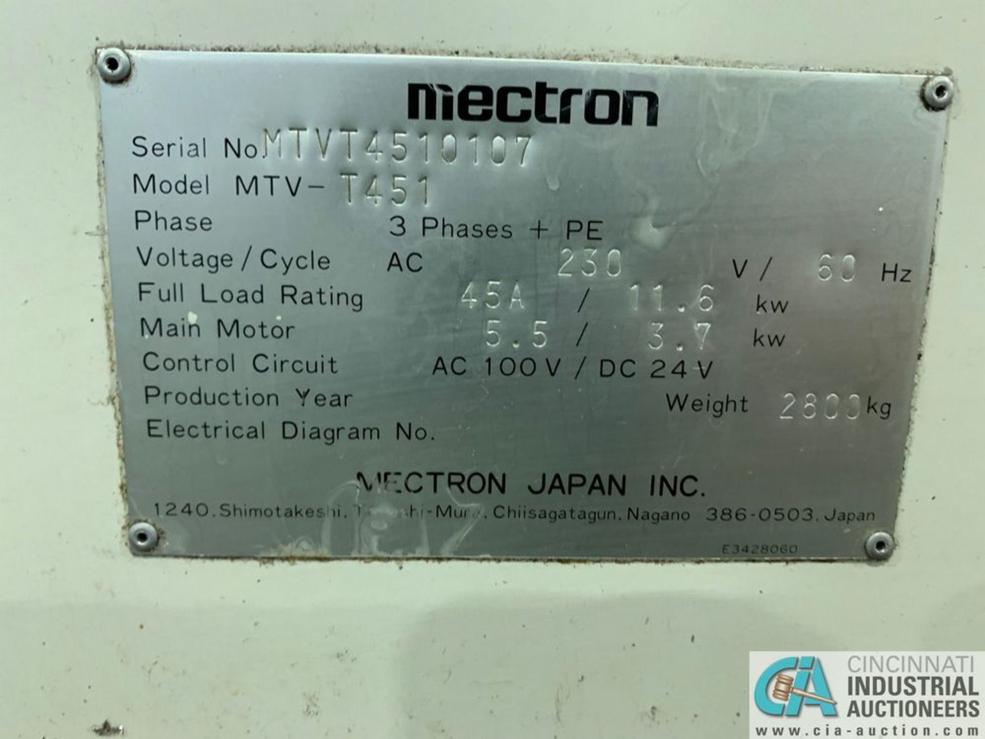 MECTRON MIYANO MODEL MTV-T451 CNC DRILLING & TAPPING CENTER W/ LOADER AND STOCKER TABLE *Loading fee - Image 10 of 10