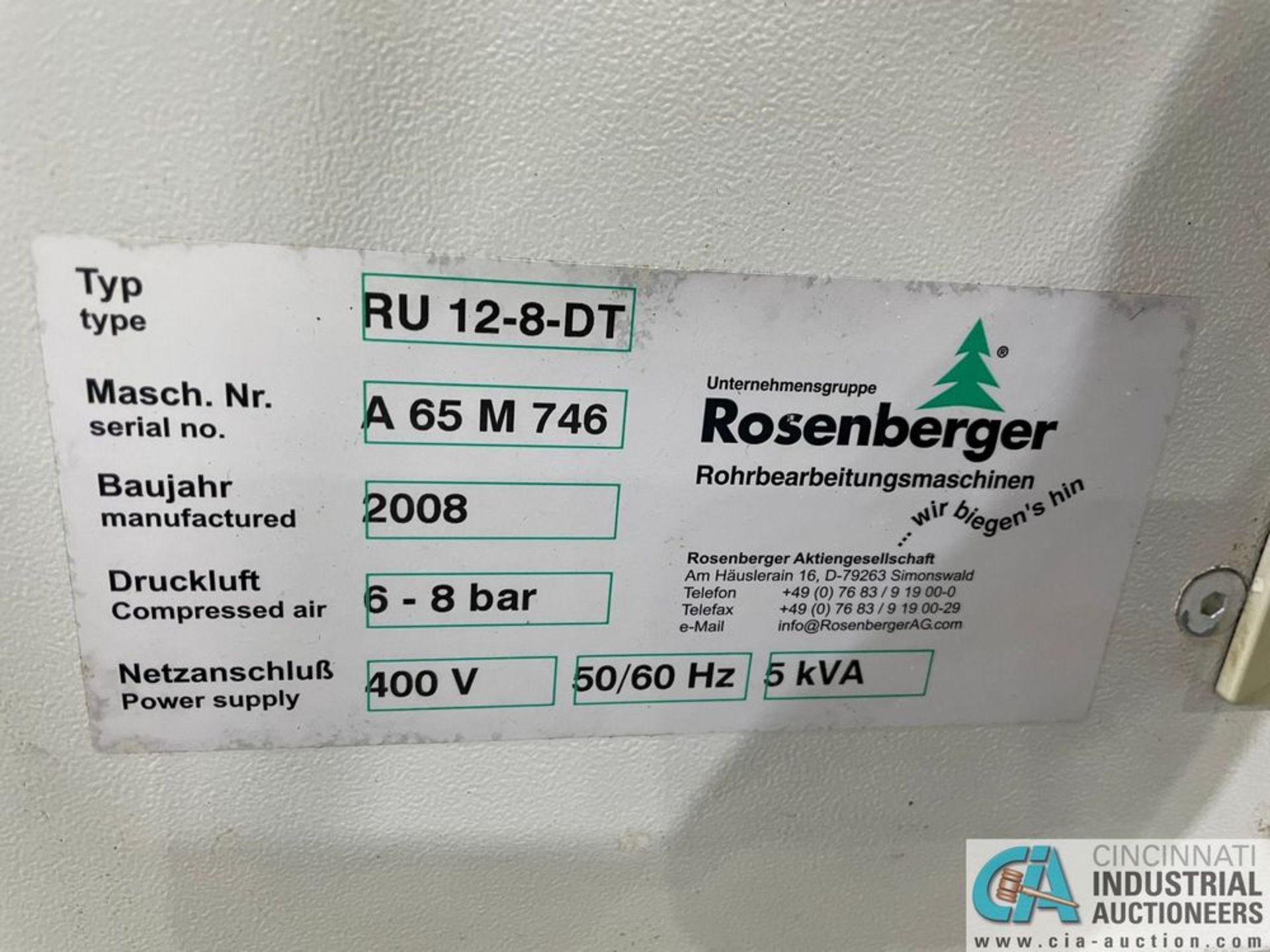 ROSENBERGER MODEL RU-12-8-DT VERTICAL END FORMER - IN STORAGE IN OTHER BUILDING **Loading fee due - Image 7 of 9