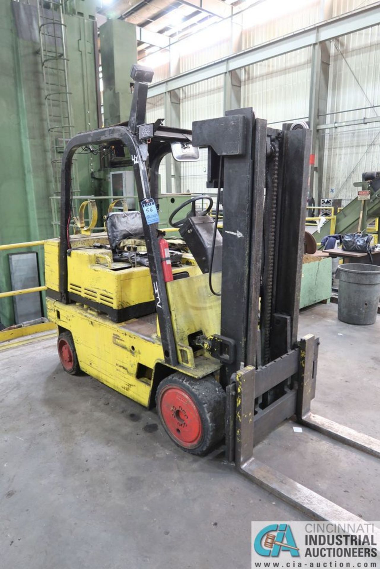 7,000 CAT MODEL T70D LP GAS CUSHION TIRE LIFT TRUCK; S/N 5KB03169, 82" 2-STAGE MAST, 117" LIFT,