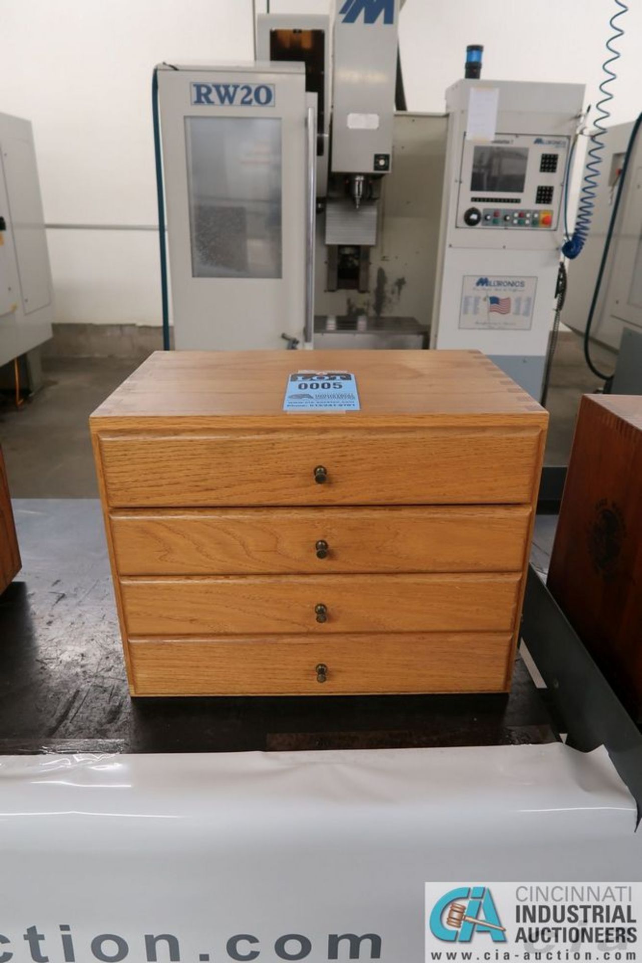 .750" - .061" PIN GAGE WITH CUSTOM BUILT FOUR-DRAWER WOOD CABINET