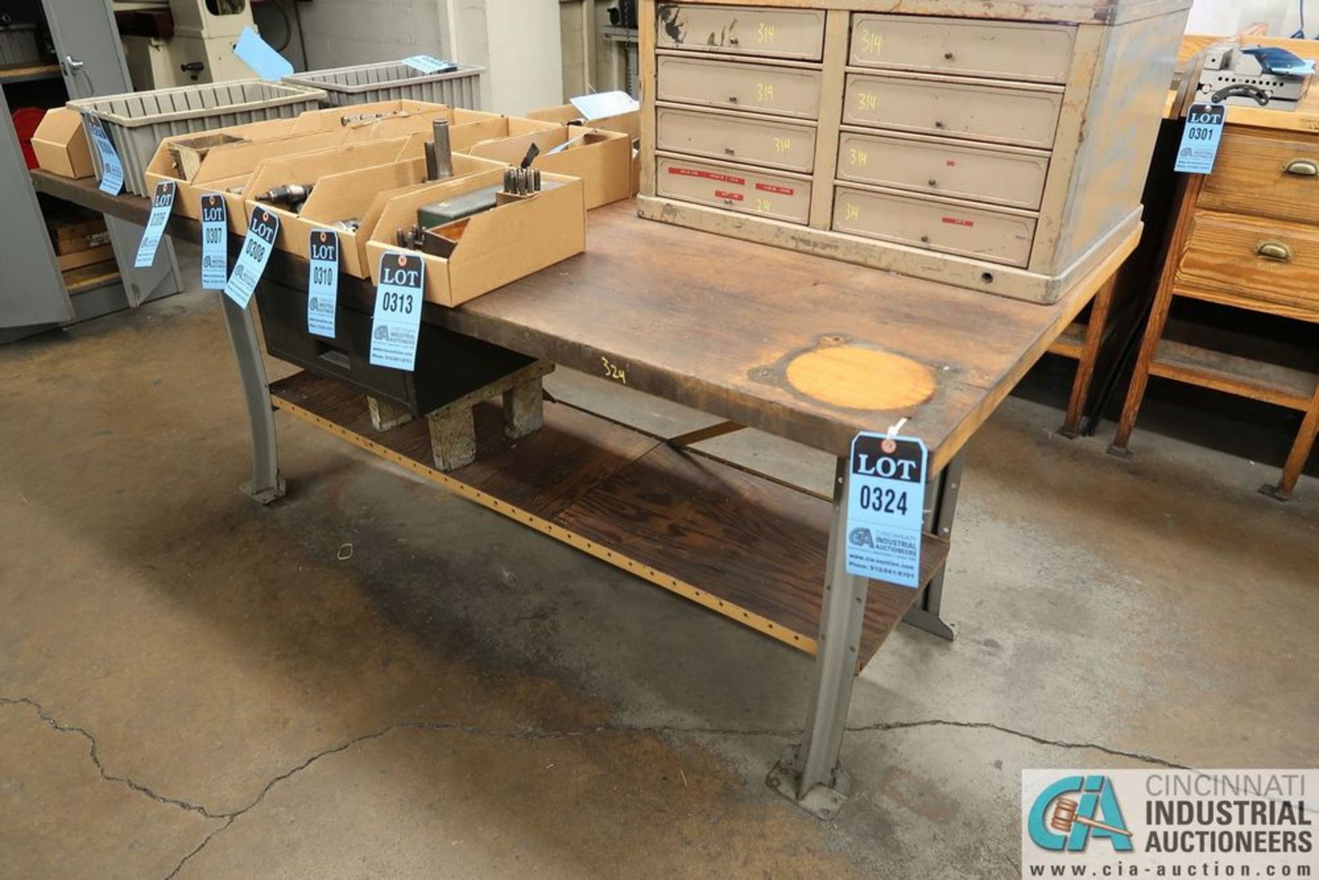 41" X 79" X 34" HIGH STEEL FRAME MAPLE TOP WORKBENCH **DELAY REMOVAL PICK UP 3/30/2021**