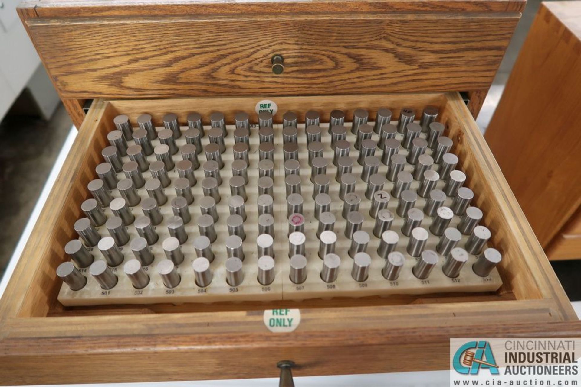 1.000" - .261" PIN GAGES WITH CUSTOM BUILT SIX-DRAWER WOOD CABINET - Image 12 of 13