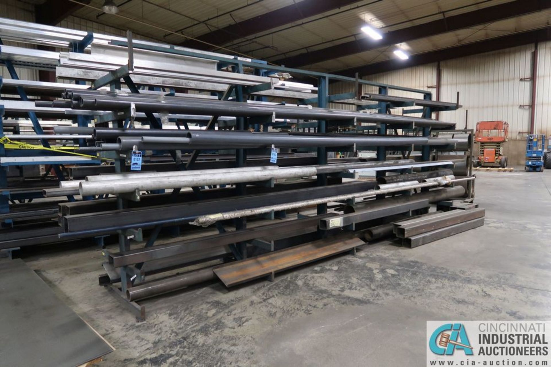 20' LONG DOUBLE SIDED STEEL CANTILEVER RACK, (6) SETS OF 18" ARMS