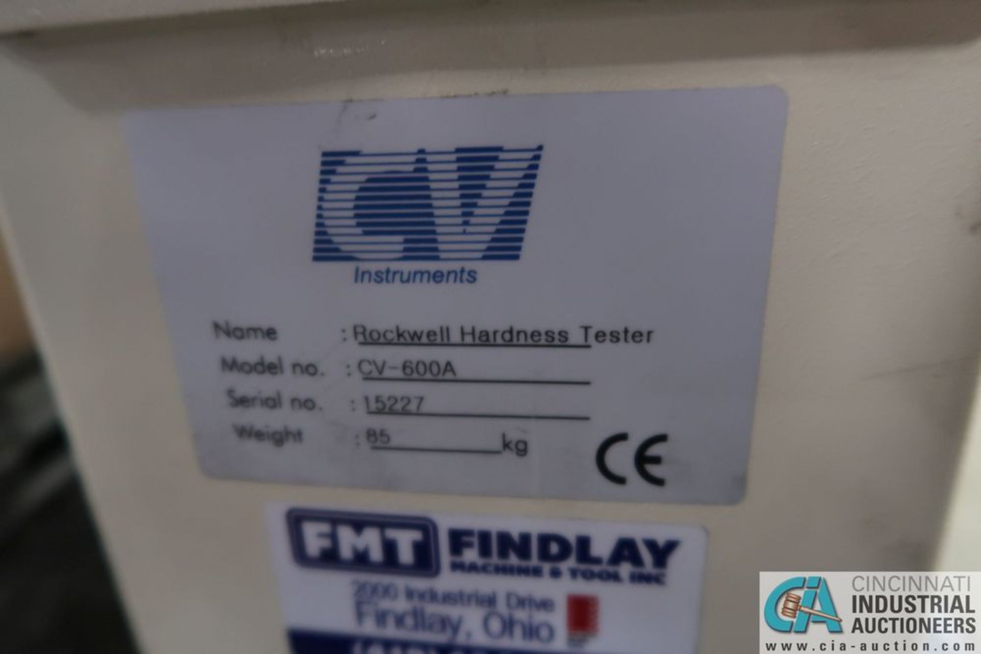 CV INSTRUMENTS MODEL CV-600A ROCKWELL HARDNESS TESTER; S/N 15227, WITH CASE AND EXTRA BLOCKS - Image 5 of 6