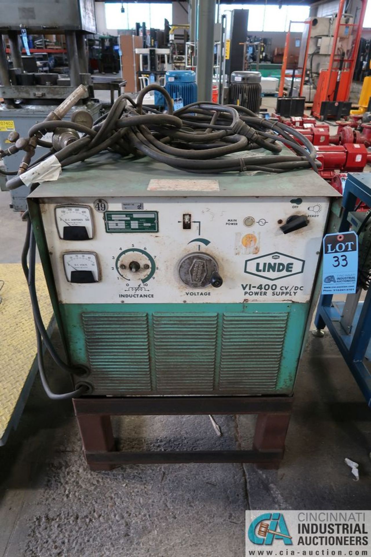 400 AMP LINDE MODEL V1400 CV-DC WELDING POWER SUPPLY; S/N D80D16993, WITH STAND, 3 PHASE, 230/460 - Image 2 of 5