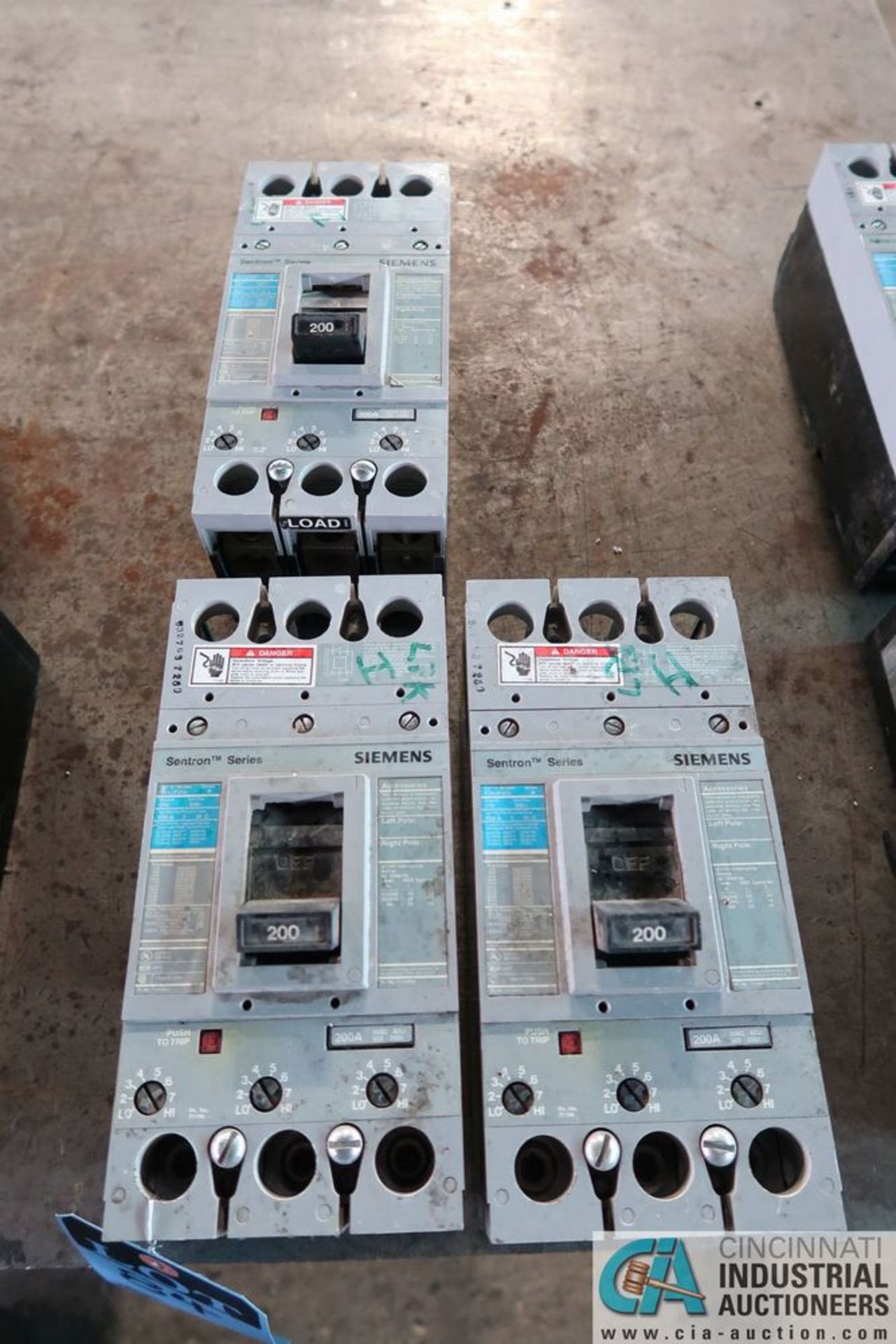 250 AMP SIEMENS CAT NO. FD63F250 SENTRON SERIES CIRCUIT BREAKERS, 600 VOLTS MAX, 3-POLES, 200 AMP