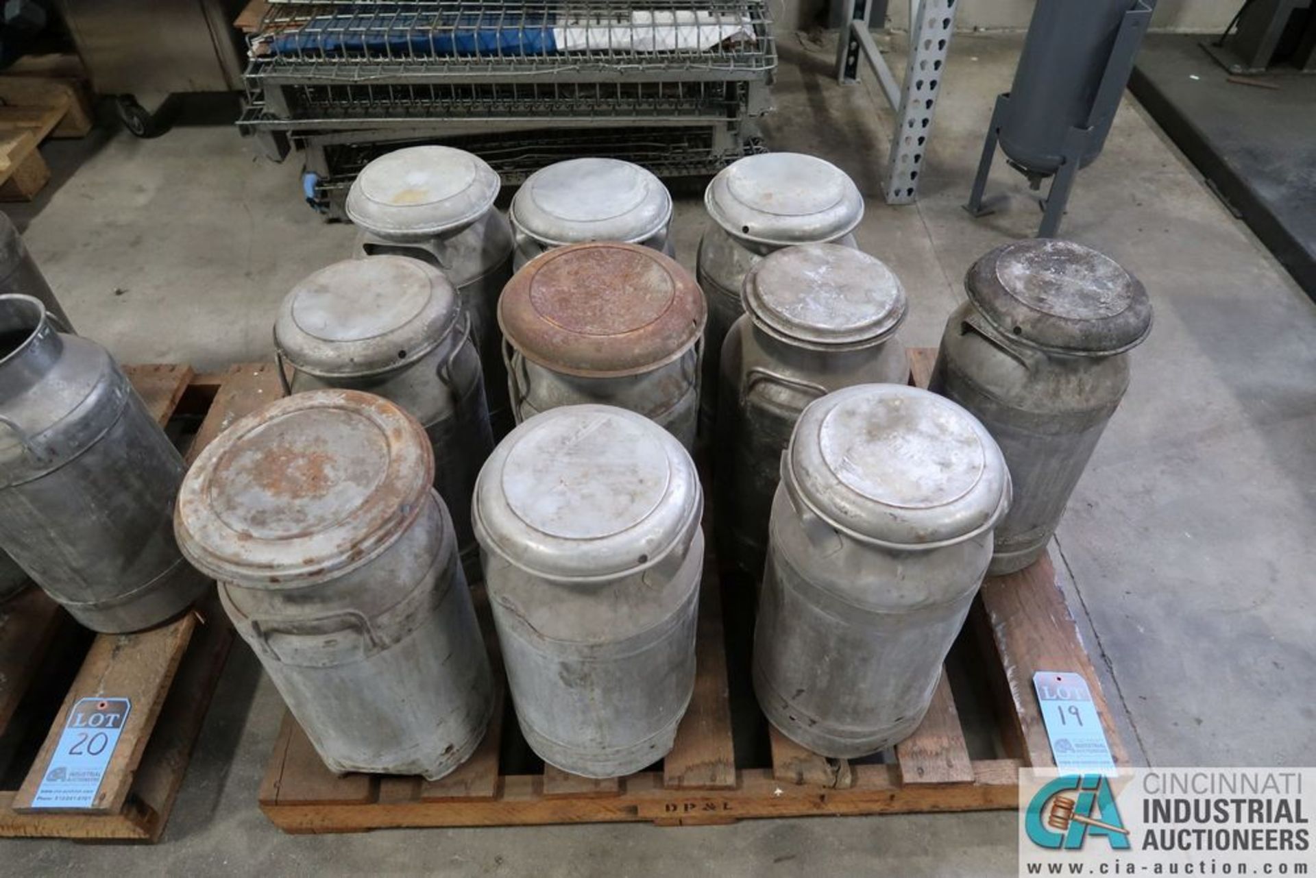 FIVE GALLON STAINLESS STEEL MILK CANS